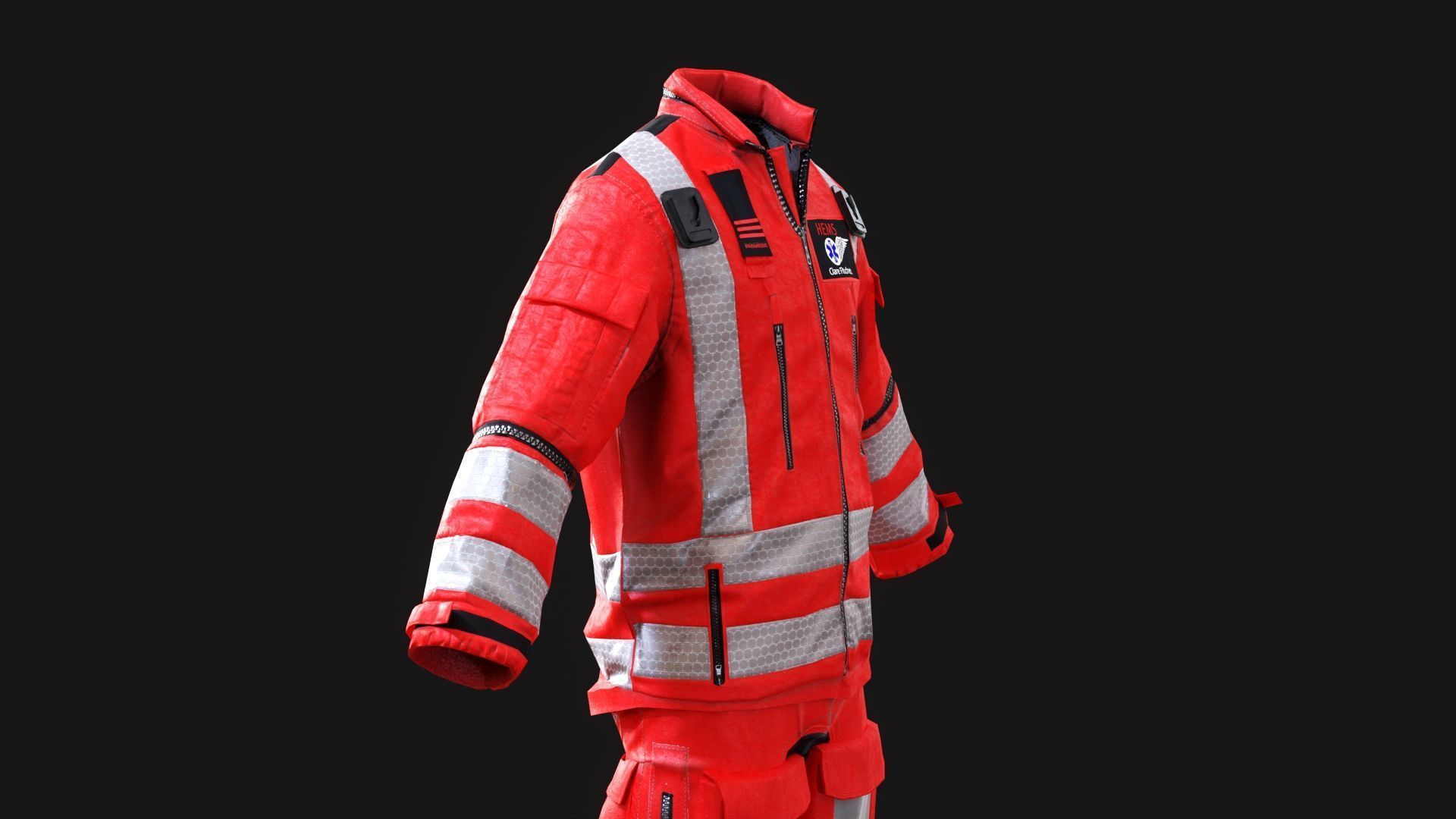 Herts Paramedic and Doctors Flight Suit BHECCS Medical Uniform Low-poly 3D model_16