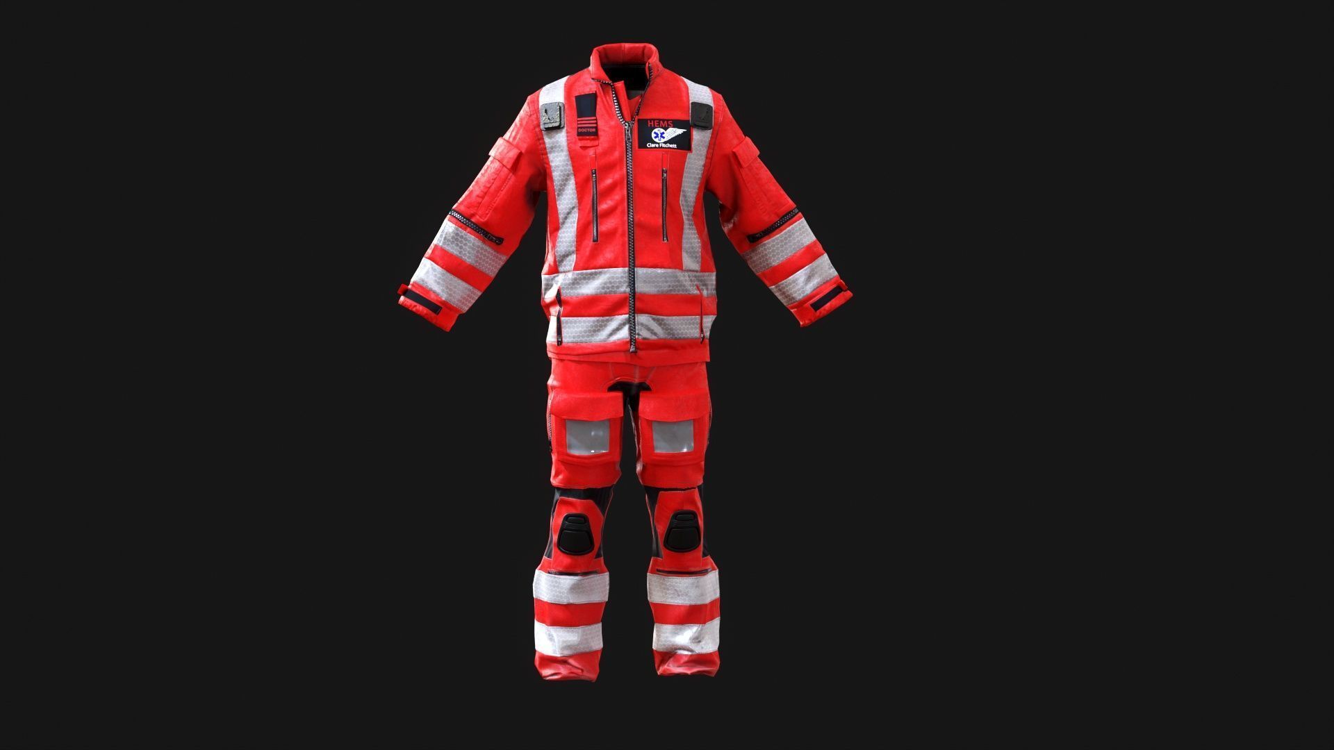 Herts Paramedic and Doctors Flight Suit BHECCS Medical Uniform Low-poly 3D model_7