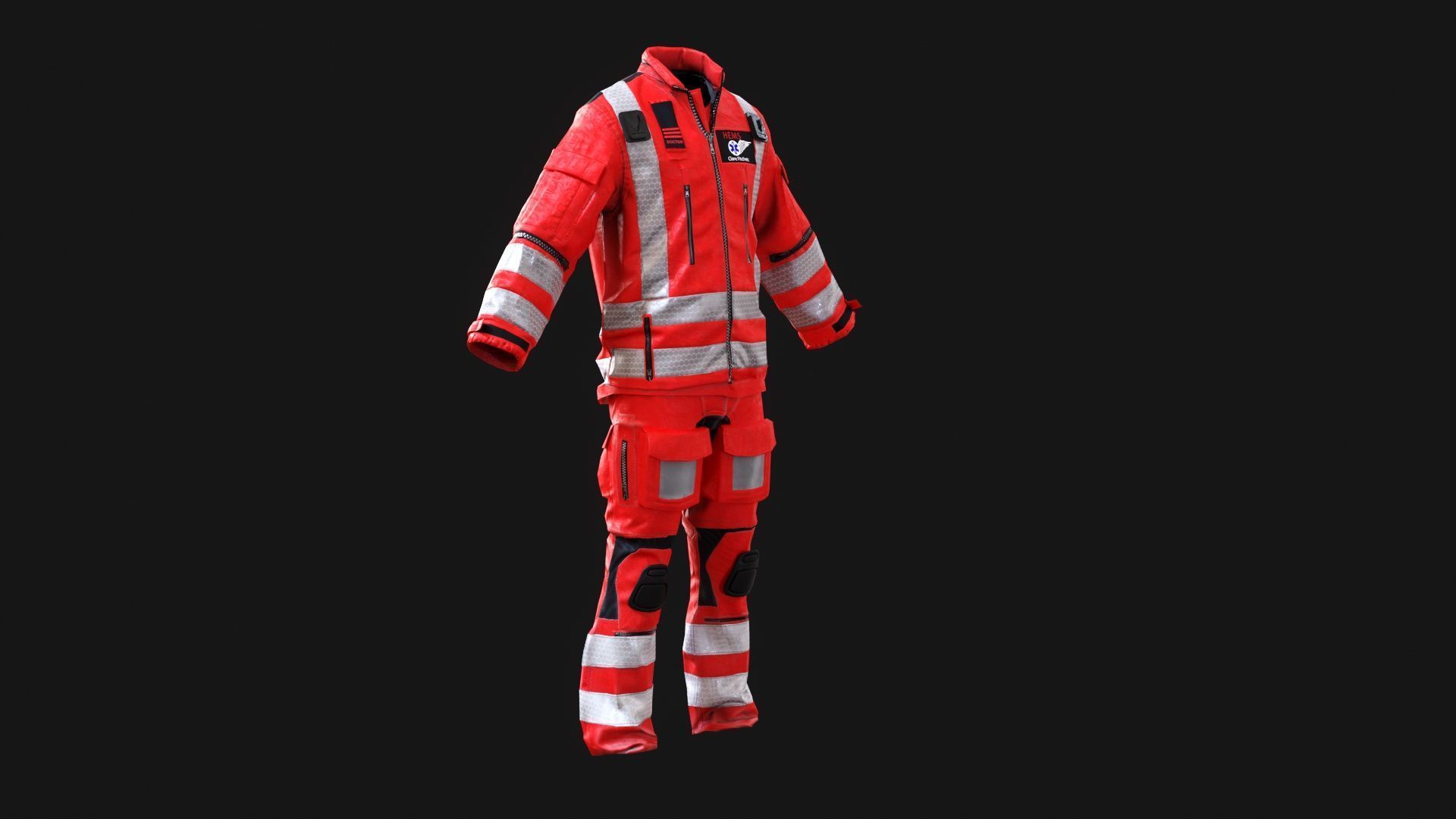 Herts Paramedic and Doctors Flight Suit BHECCS Medical Uniform Low-poly 3D model_8