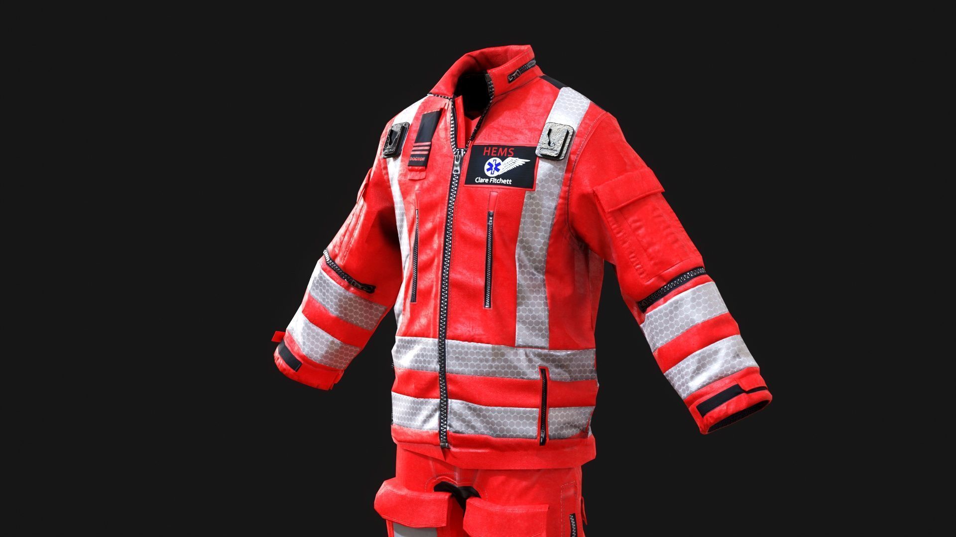 Herts Paramedic and Doctors Flight Suit BHECCS Medical Uniform Low-poly 3D model_19