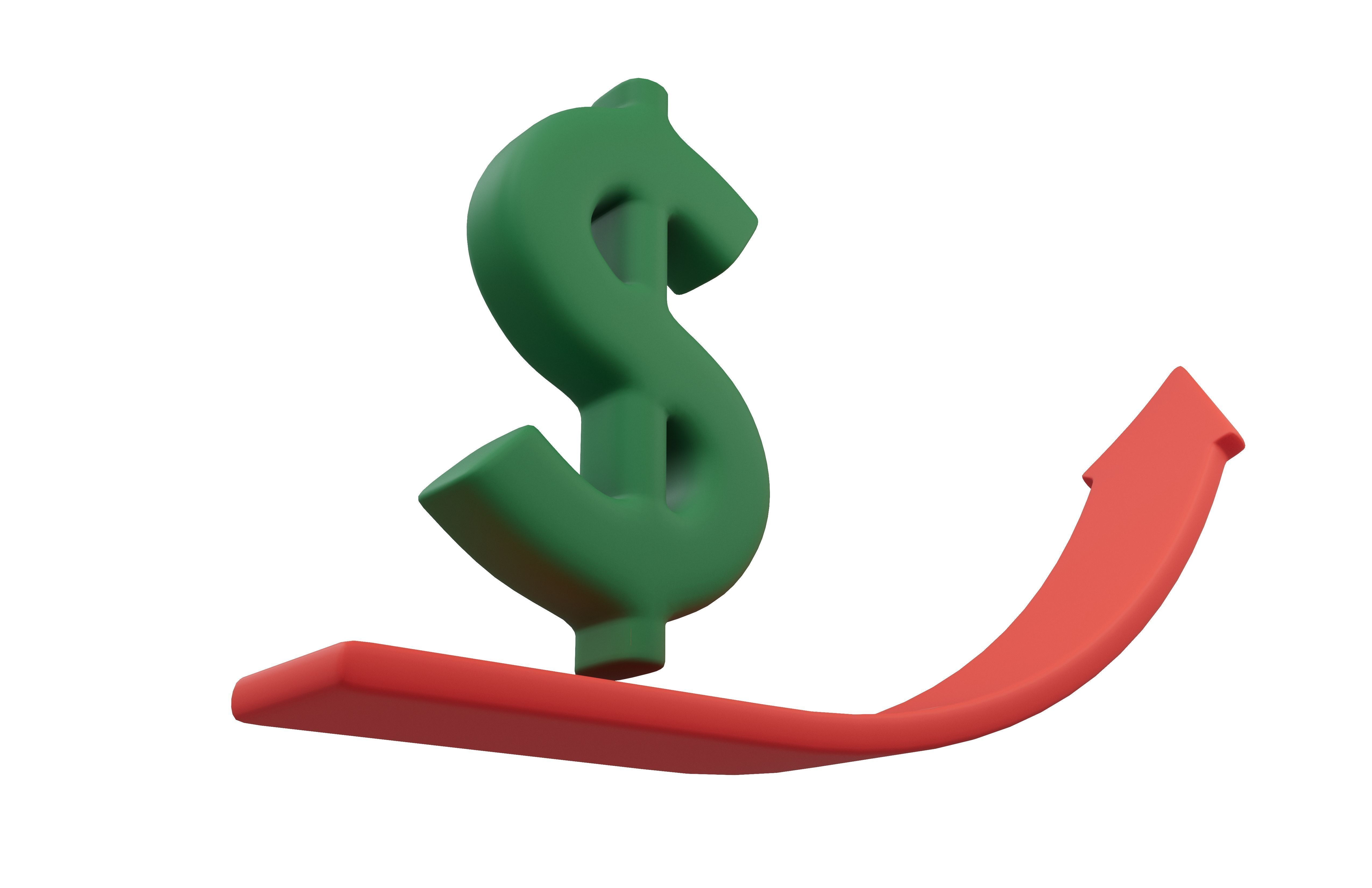 Dollar Trend Up v1 001 Low-poly 3D model_3