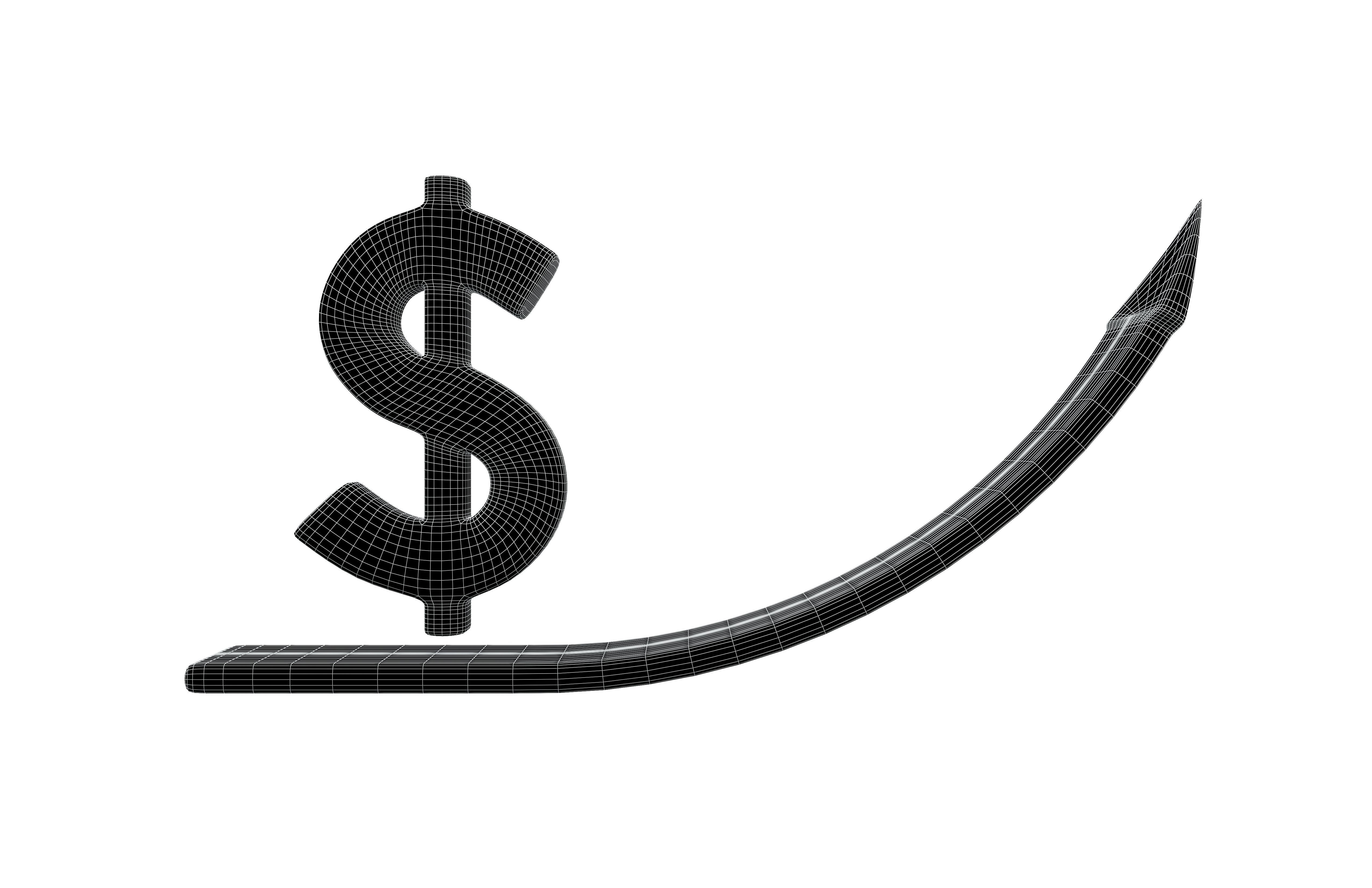 Dollar Trend Up v1 001 Low-poly 3D model_5