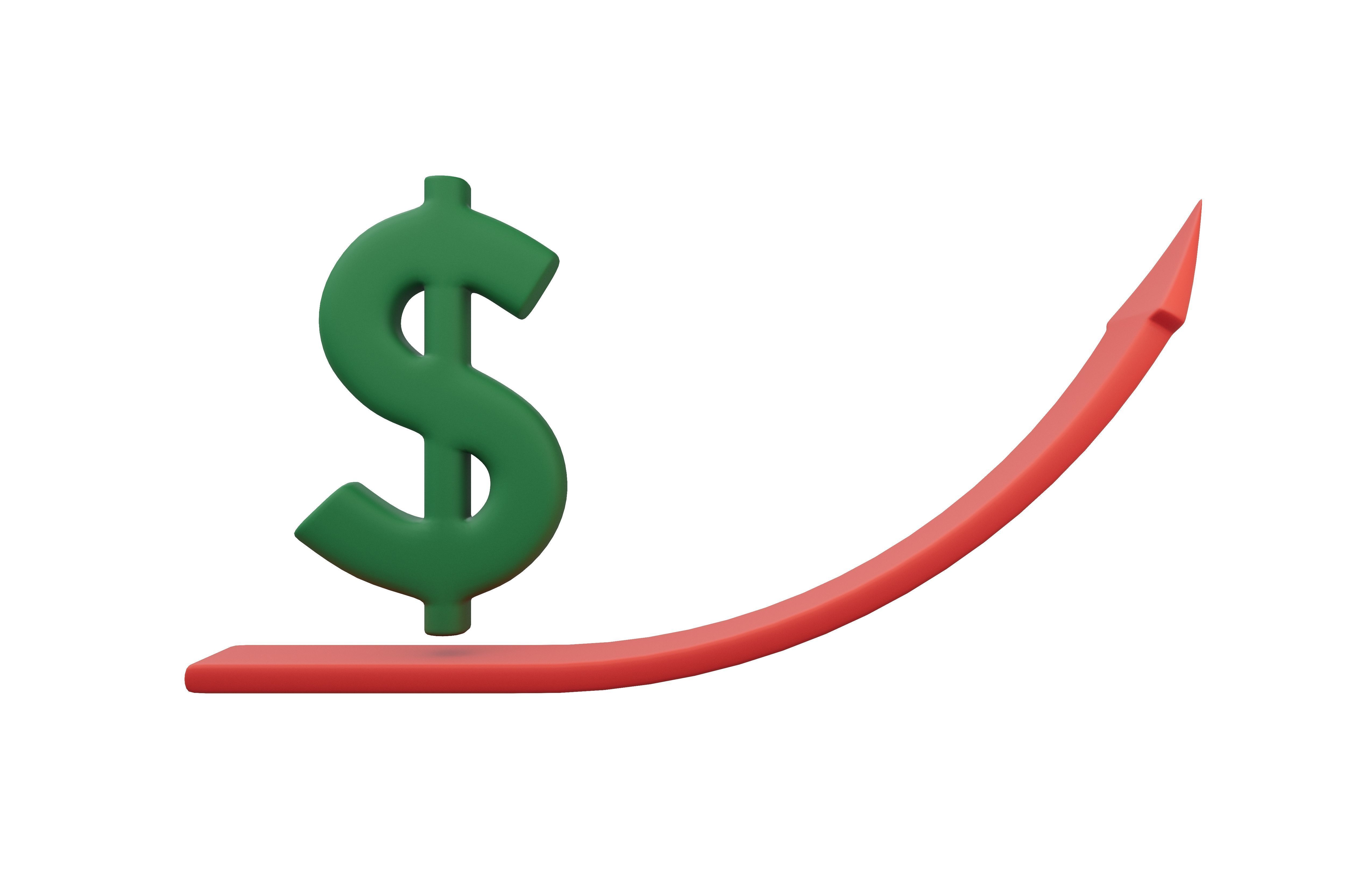 Dollar Trend Up v1 001 Low-poly 3D model_2