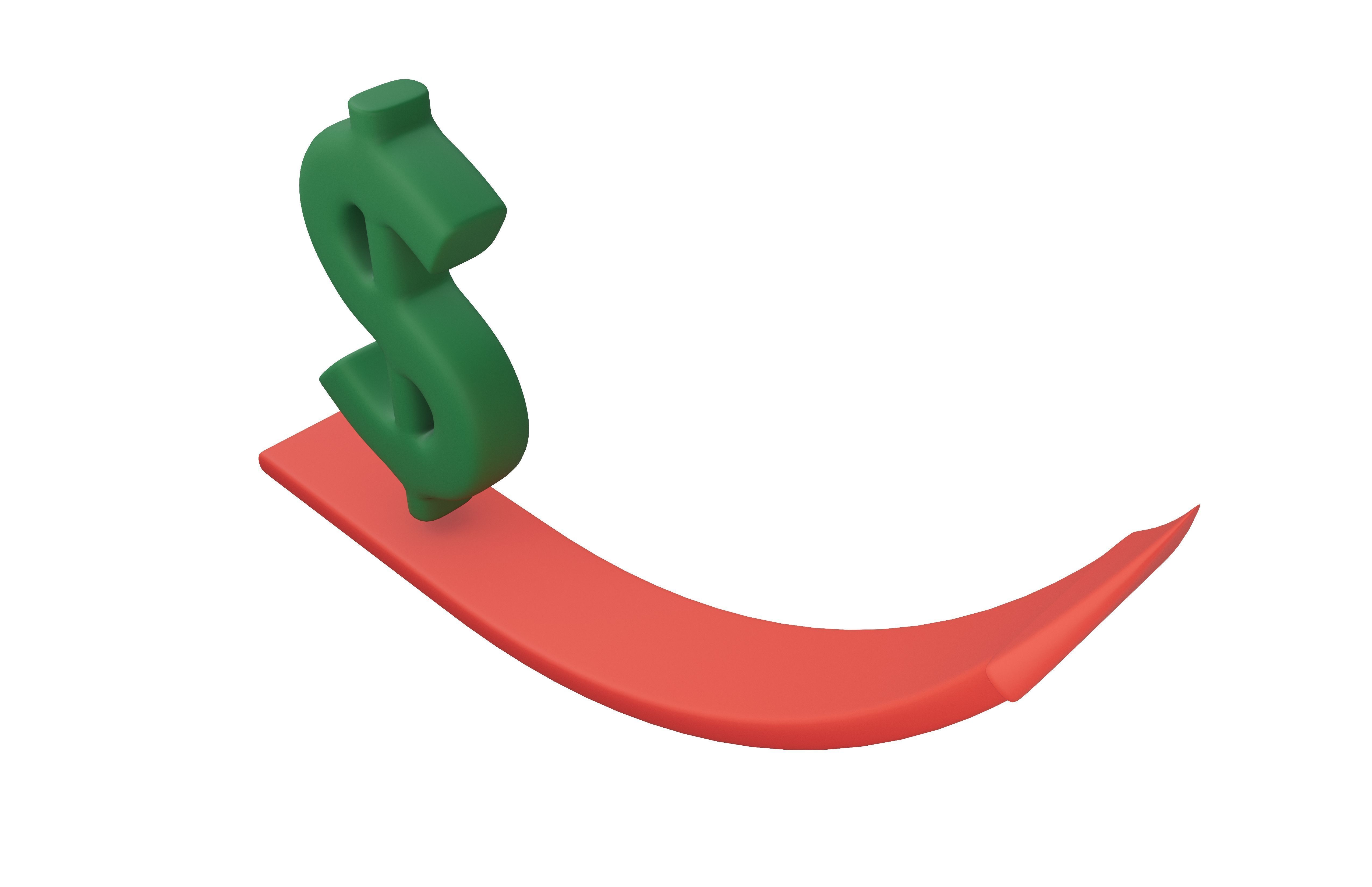 Dollar Trend Up v1 001 Low-poly 3D model_1