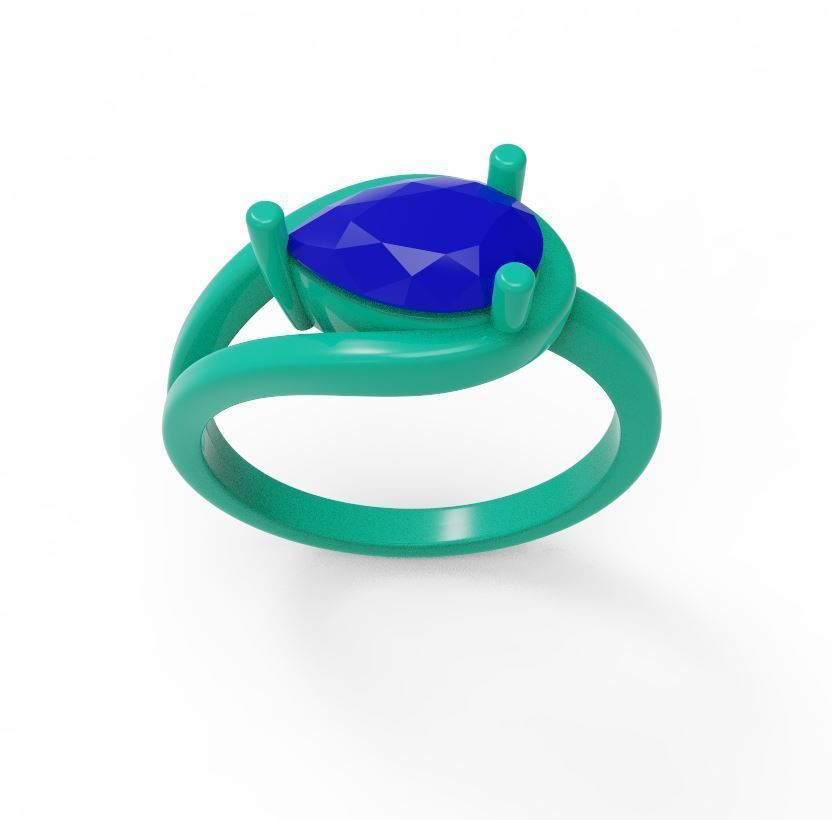 Pear diamond ring 3D print model_2