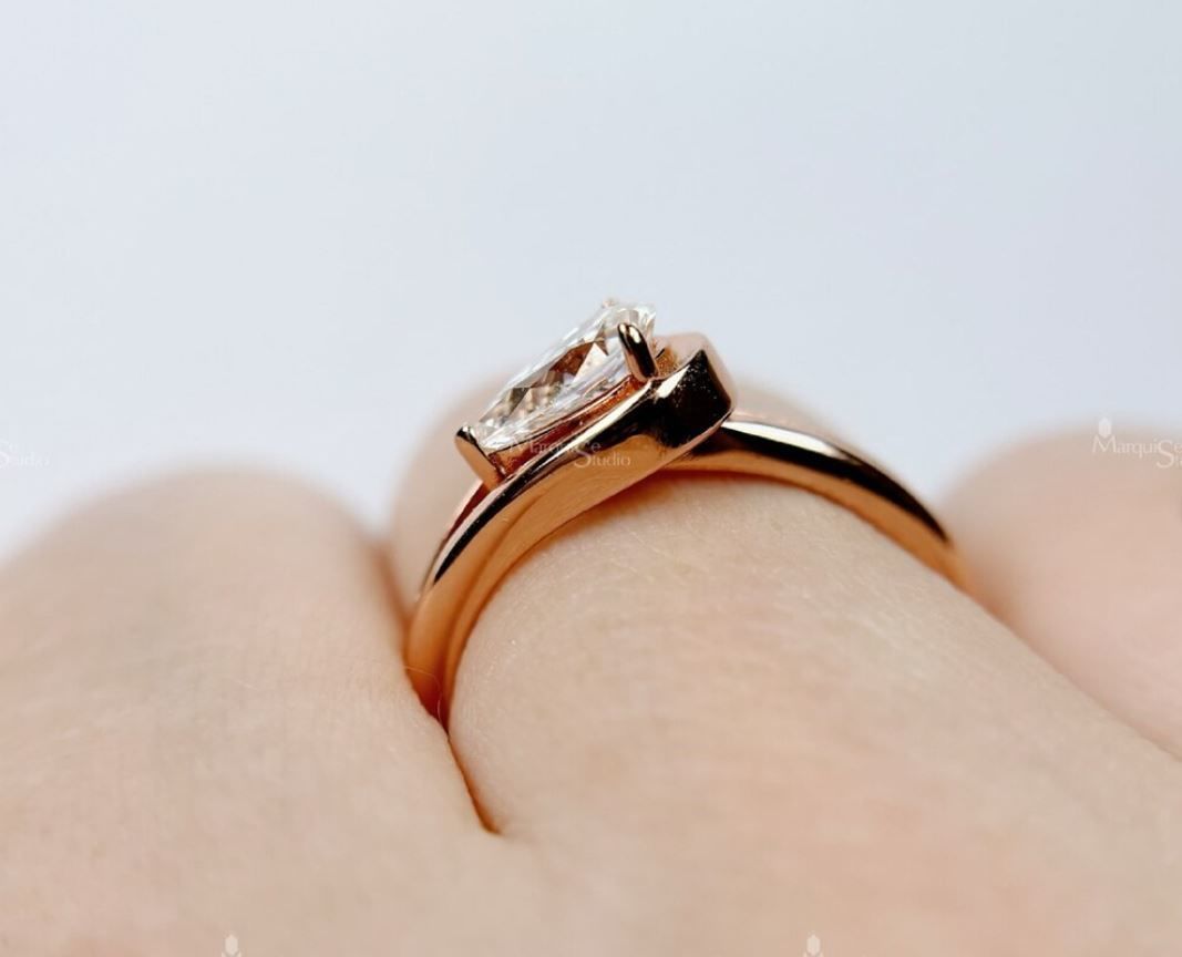 Pear diamond ring 3D print model_5