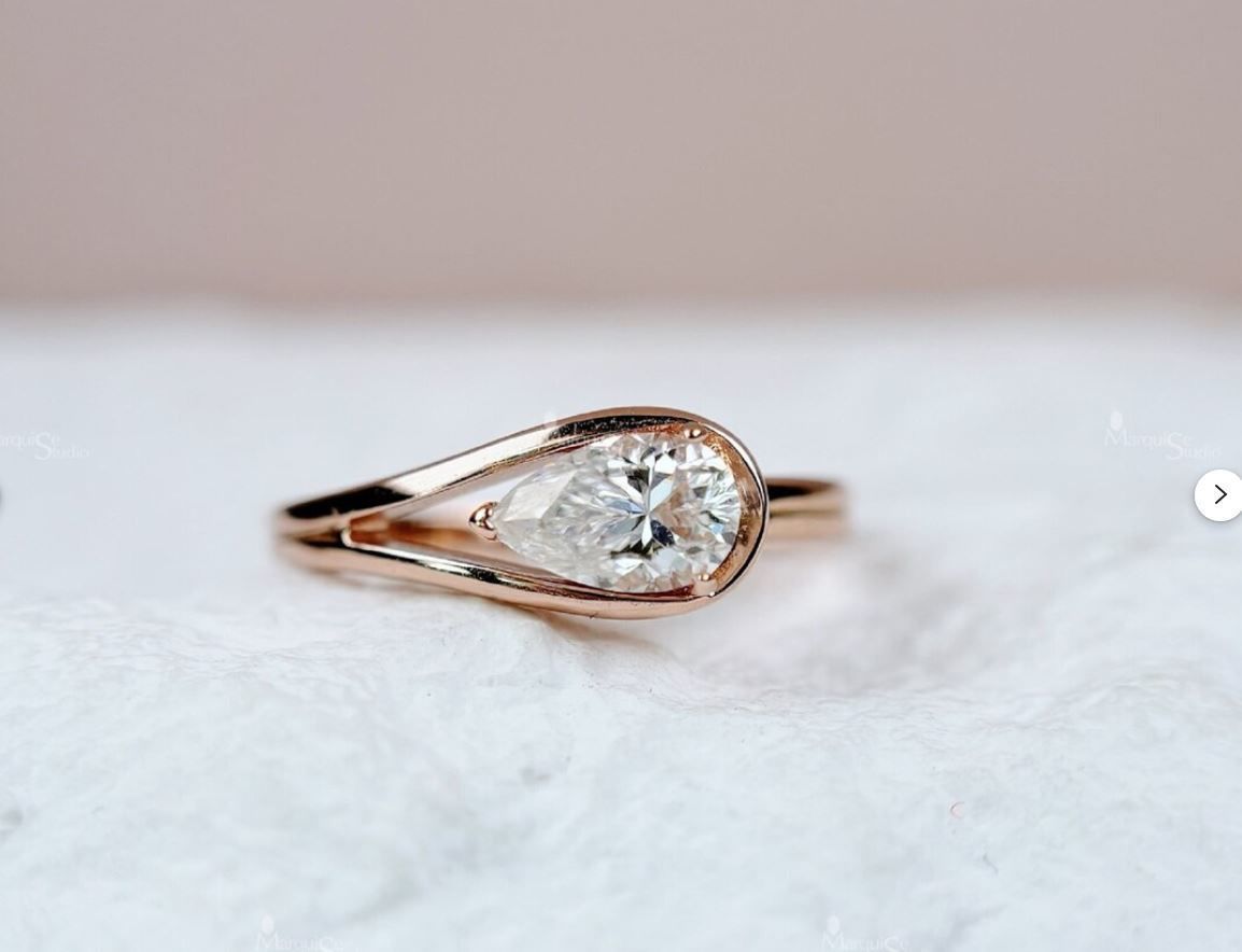 Pear diamond ring 3D print model_3