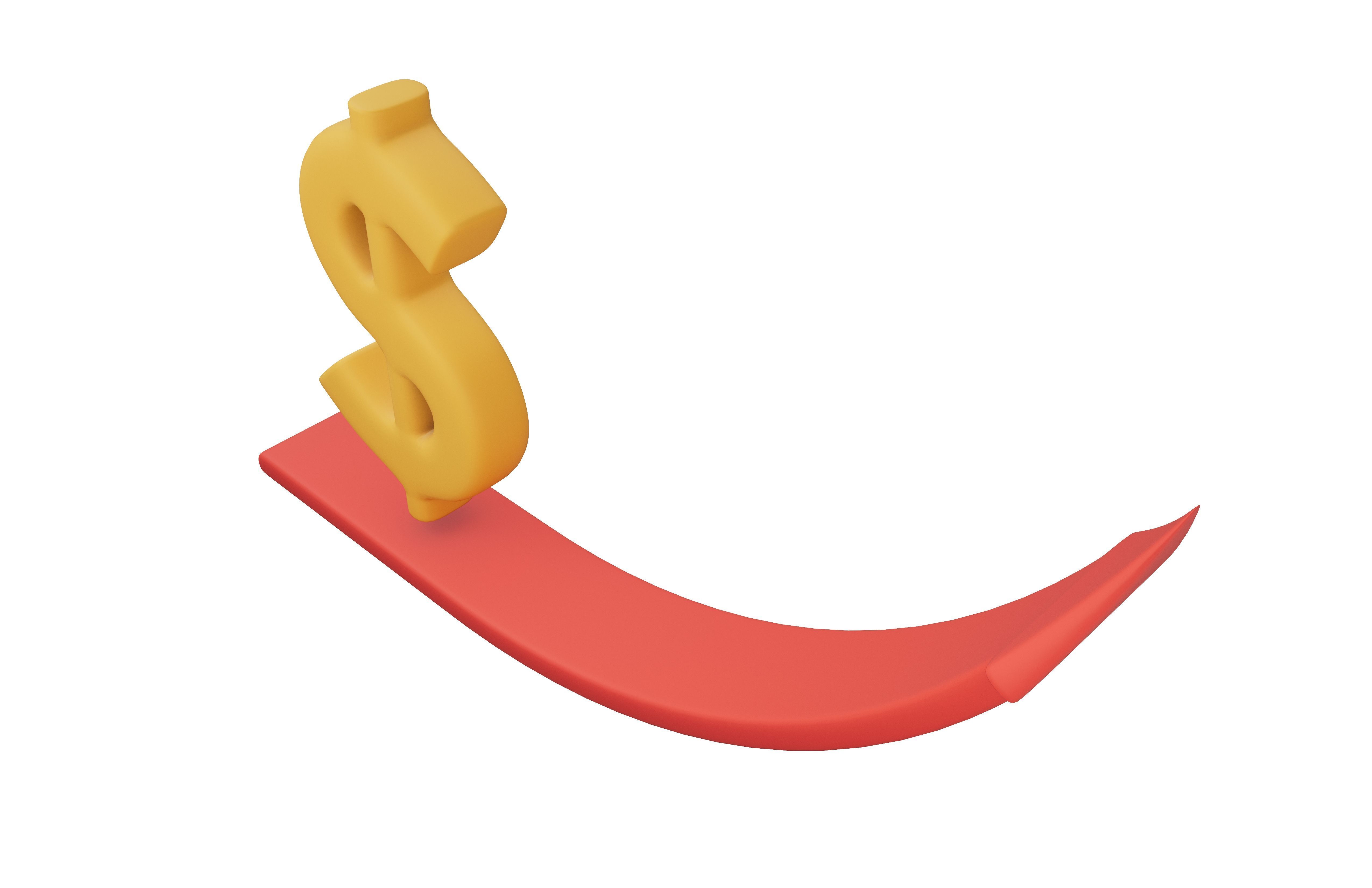 Dollar Trend Up v1 002 Low-poly 3D model_1