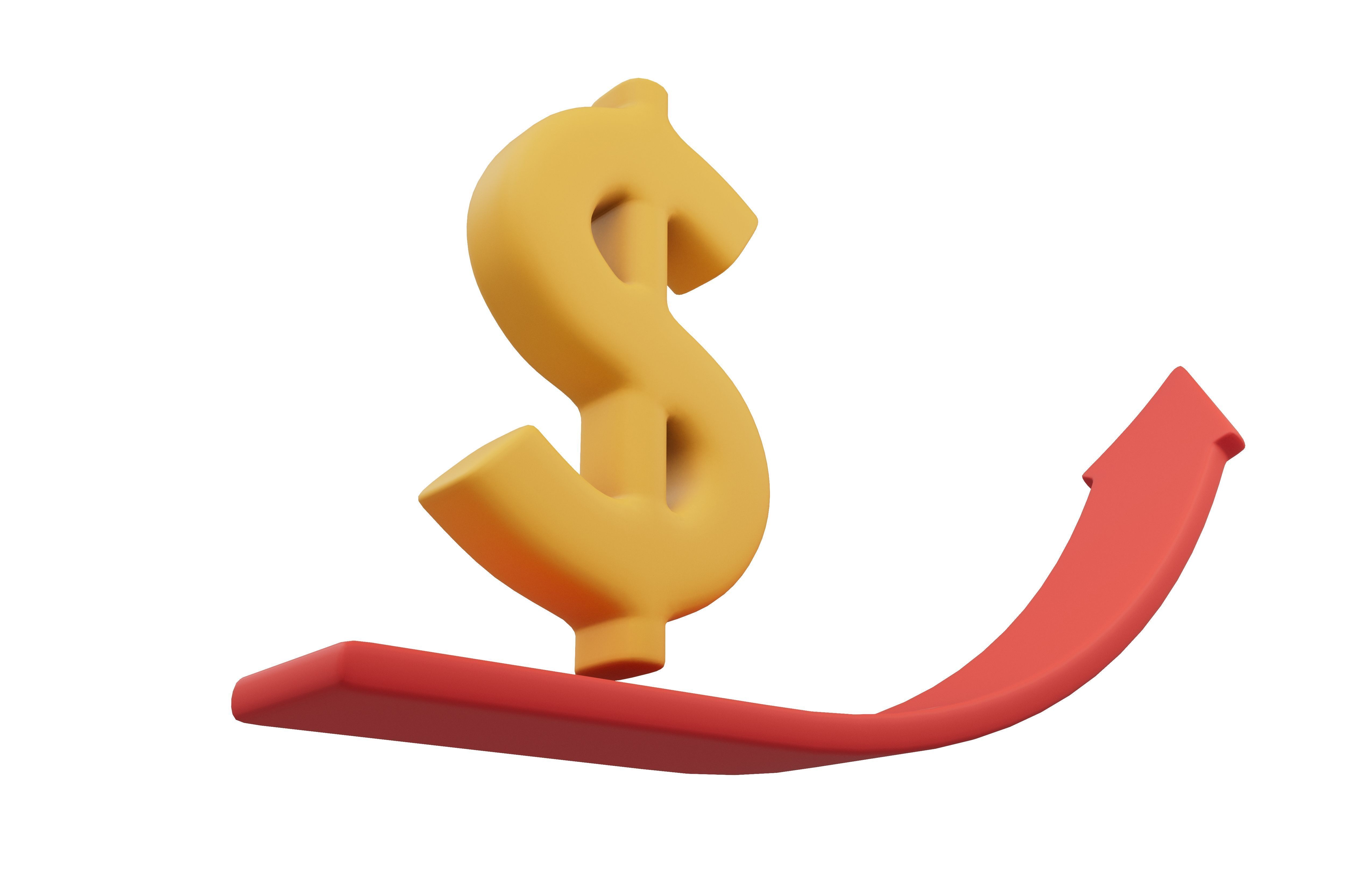 Dollar Trend Up v1 002 Low-poly 3D model_3