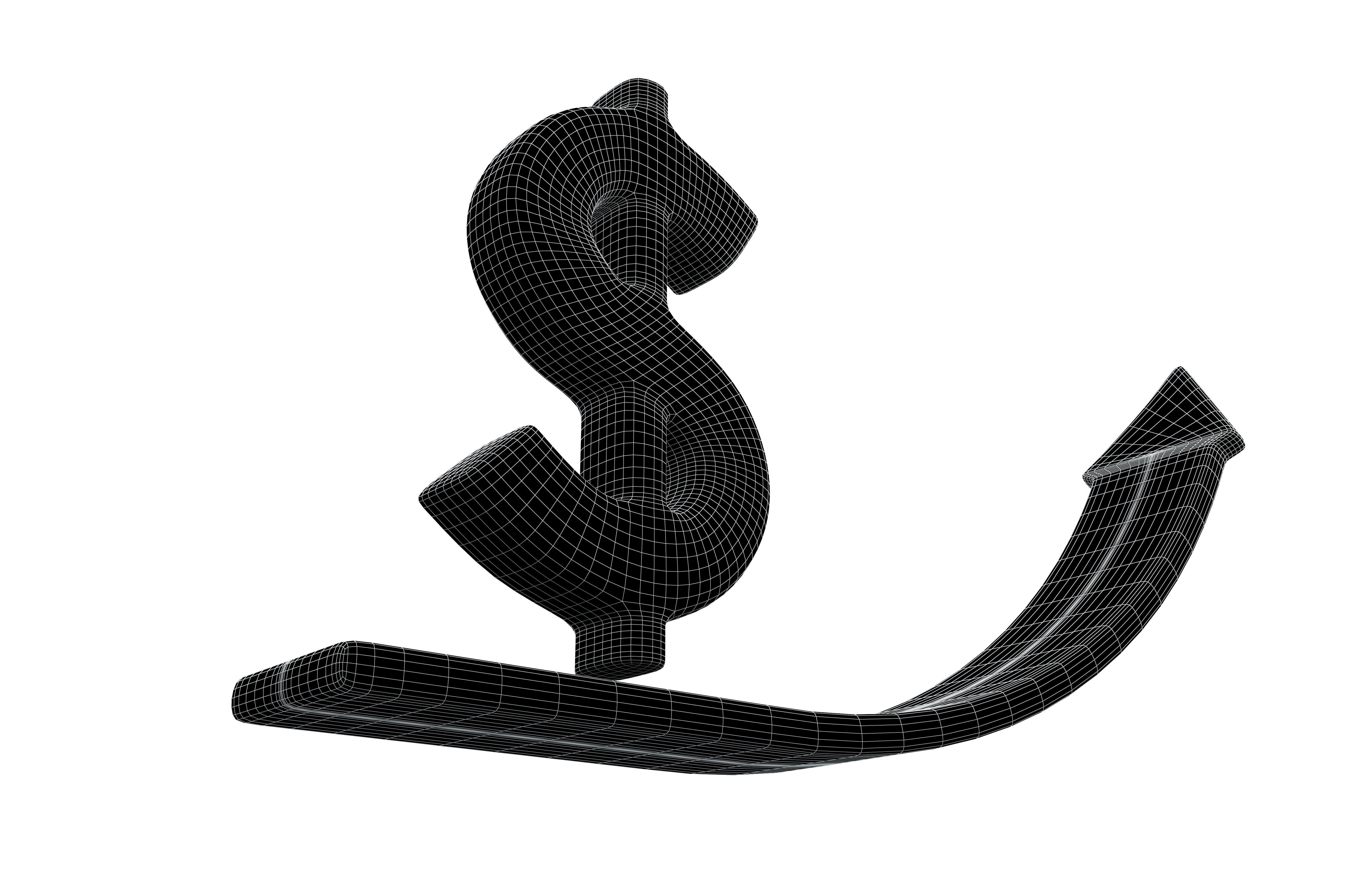 Dollar Trend Up v1 002 Low-poly 3D model_7