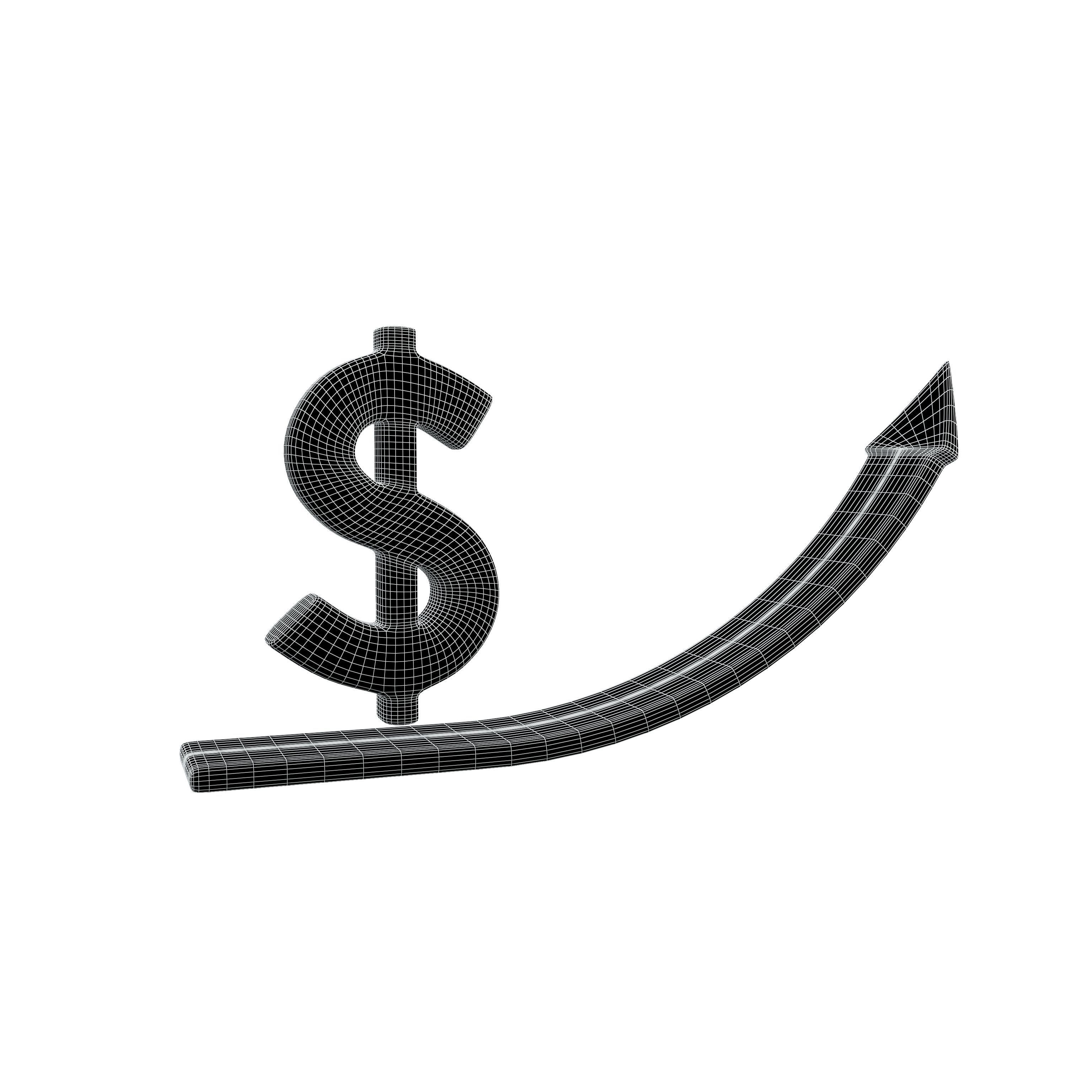 Dollar Trend Up v1 002 Low-poly 3D model_4