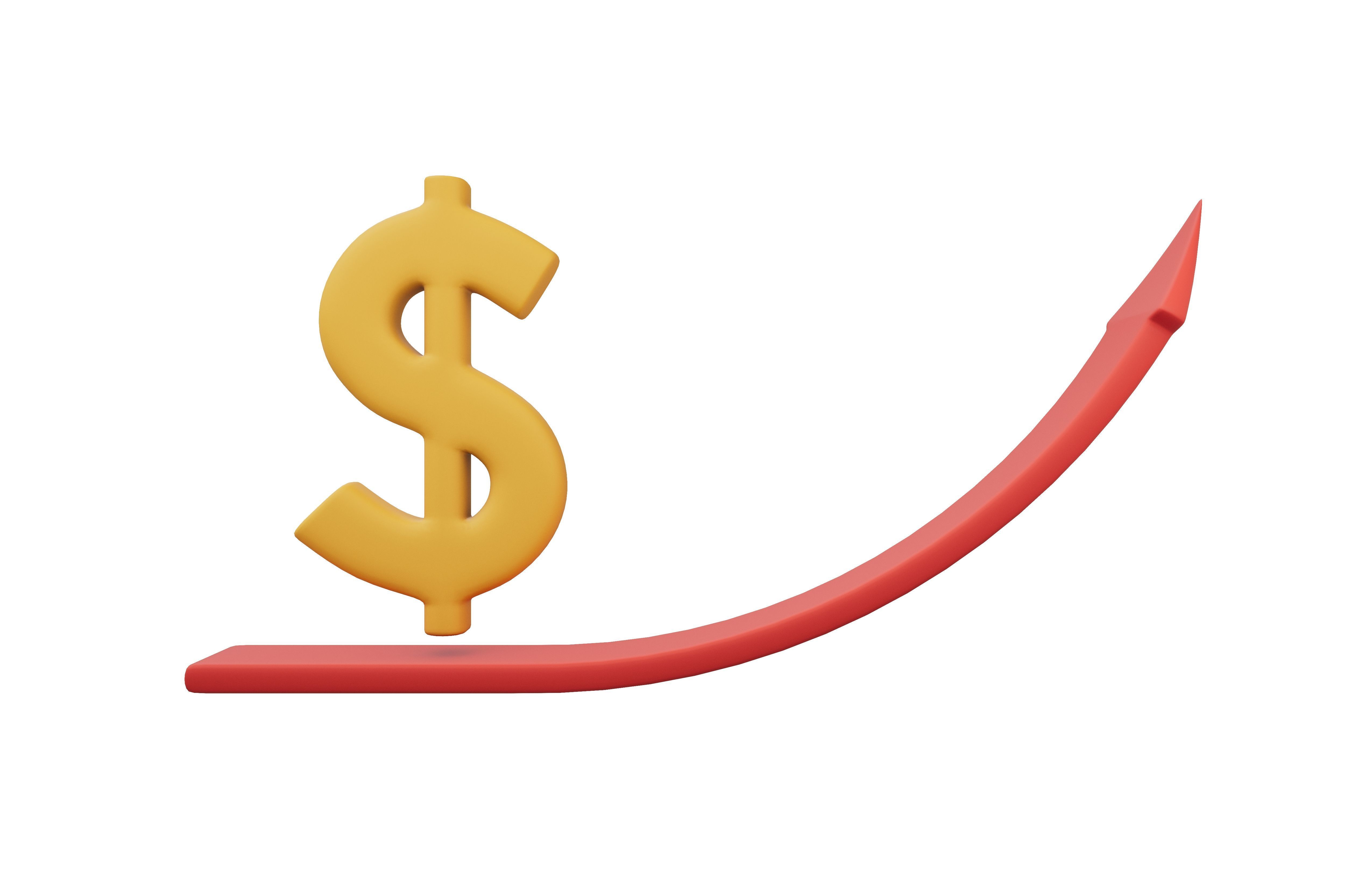 Dollar Trend Up v1 002 Low-poly 3D model_2