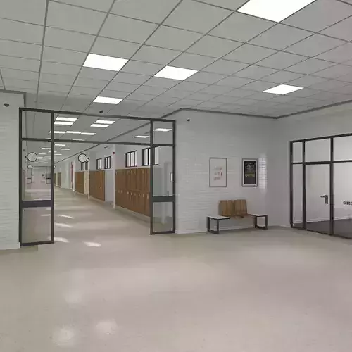School Hallway Interior Scene 3D model