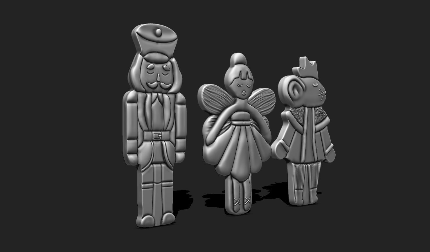 3D Printable Christmas - Nutcracker - Princess - Mouse King STL 3D print model_1