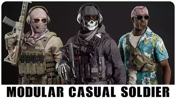 Modular PMC Character Low-poly 3D model