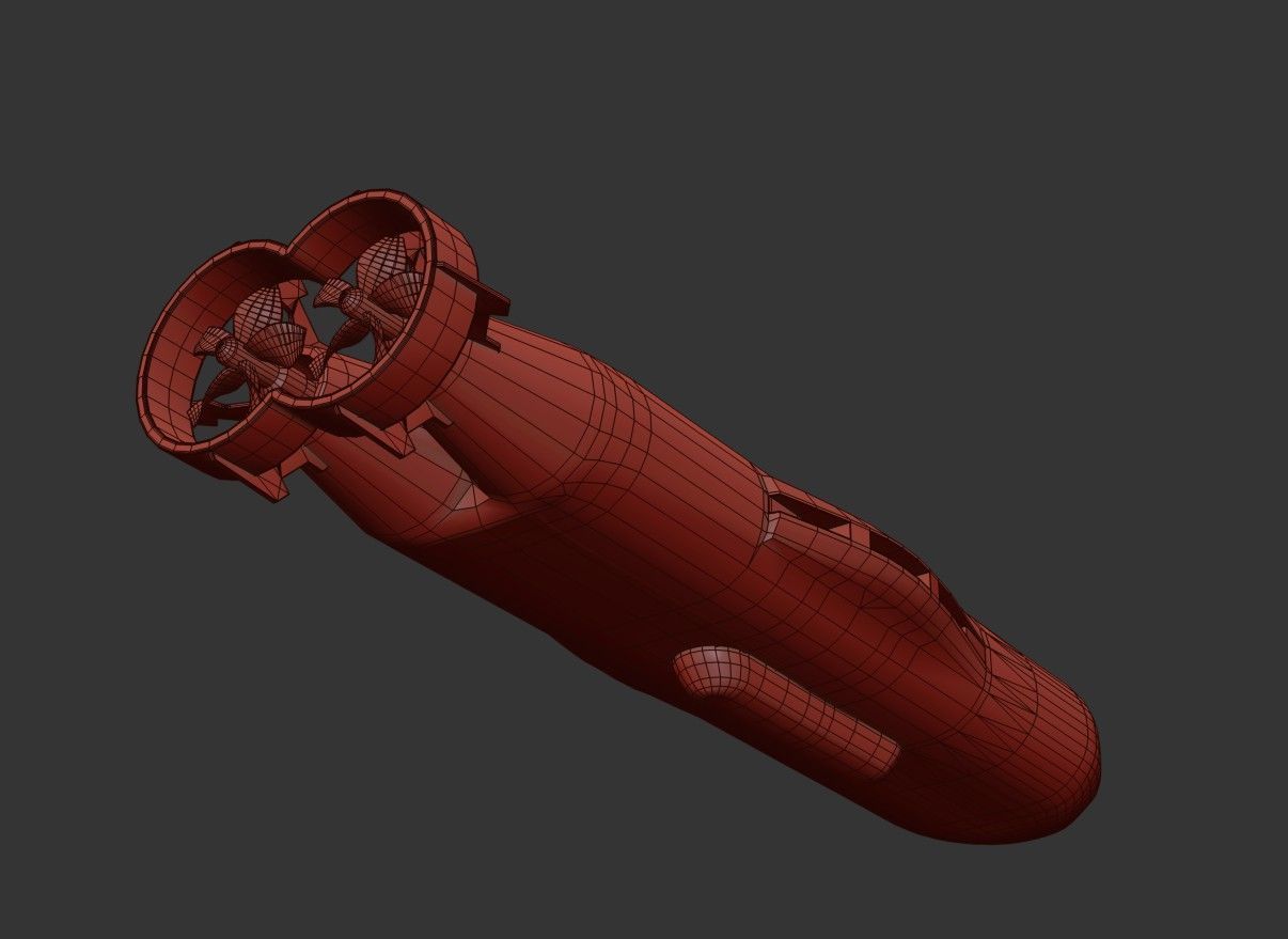 Autonomous Underwater Vehicle  AUV Low-poly 3D model_26