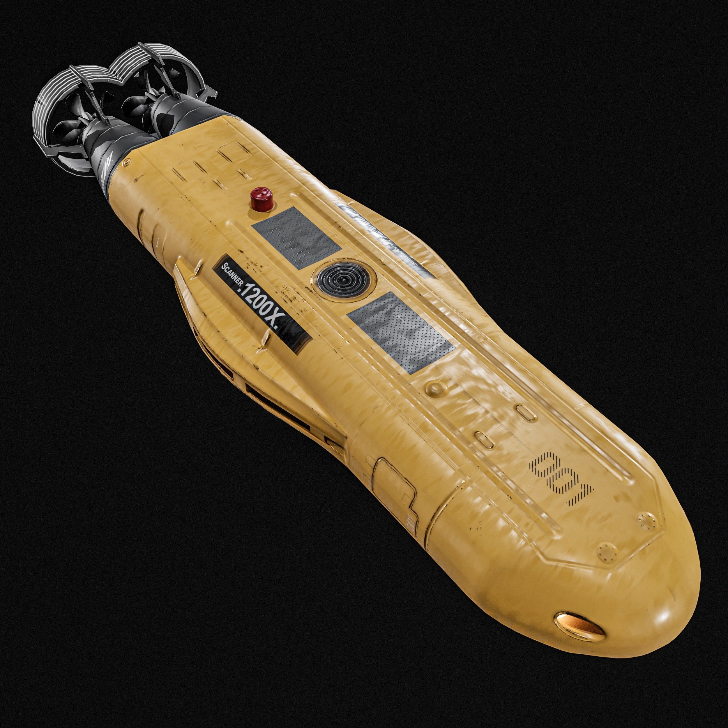 Autonomous Underwater Vehicle  AUV Low-poly 3D model_7