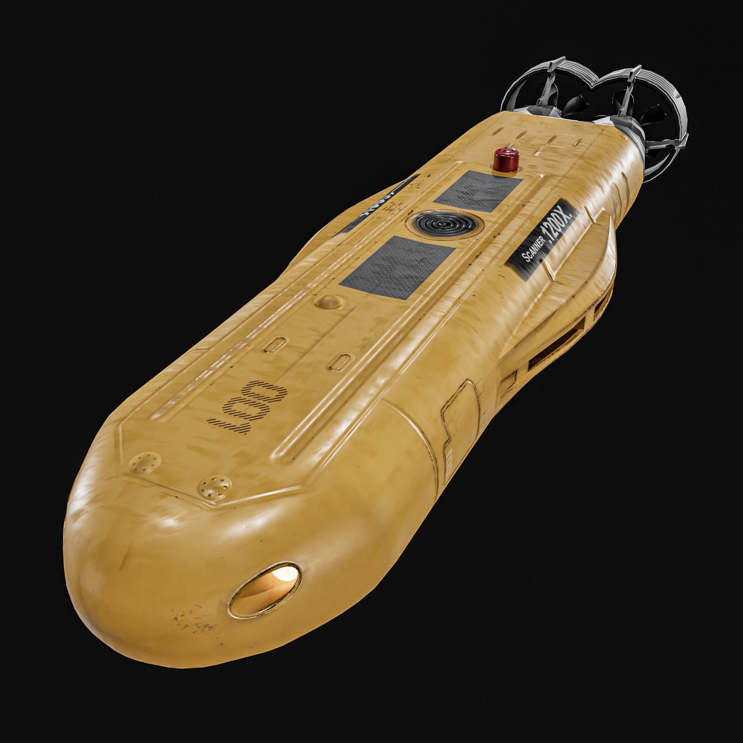 Autonomous Underwater Vehicle  AUV Low-poly 3D model_12