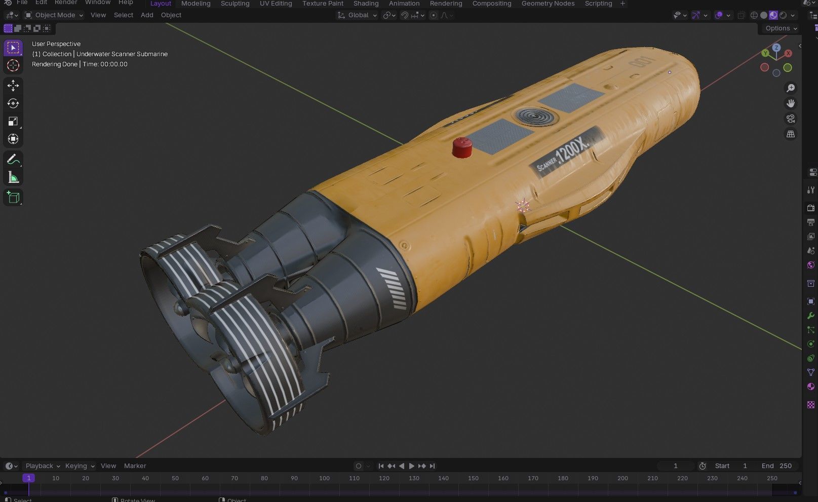 Autonomous Underwater Vehicle  AUV Low-poly 3D model_19