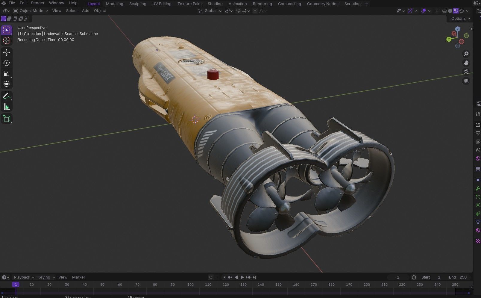 Autonomous Underwater Vehicle  AUV Low-poly 3D model_18