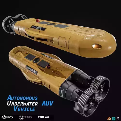 Autonomous Underwater Vehicle  AUV Low-poly 3D model