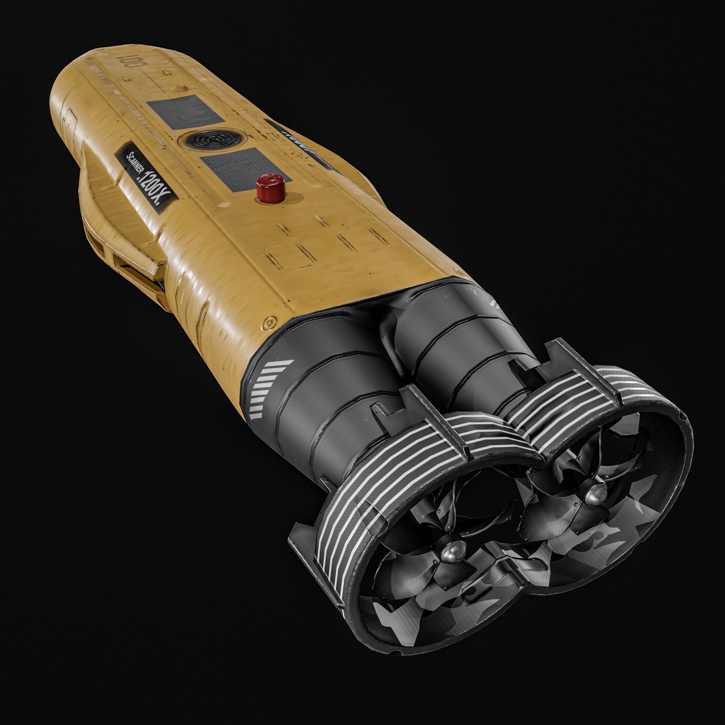 Autonomous Underwater Vehicle  AUV Low-poly 3D model_4