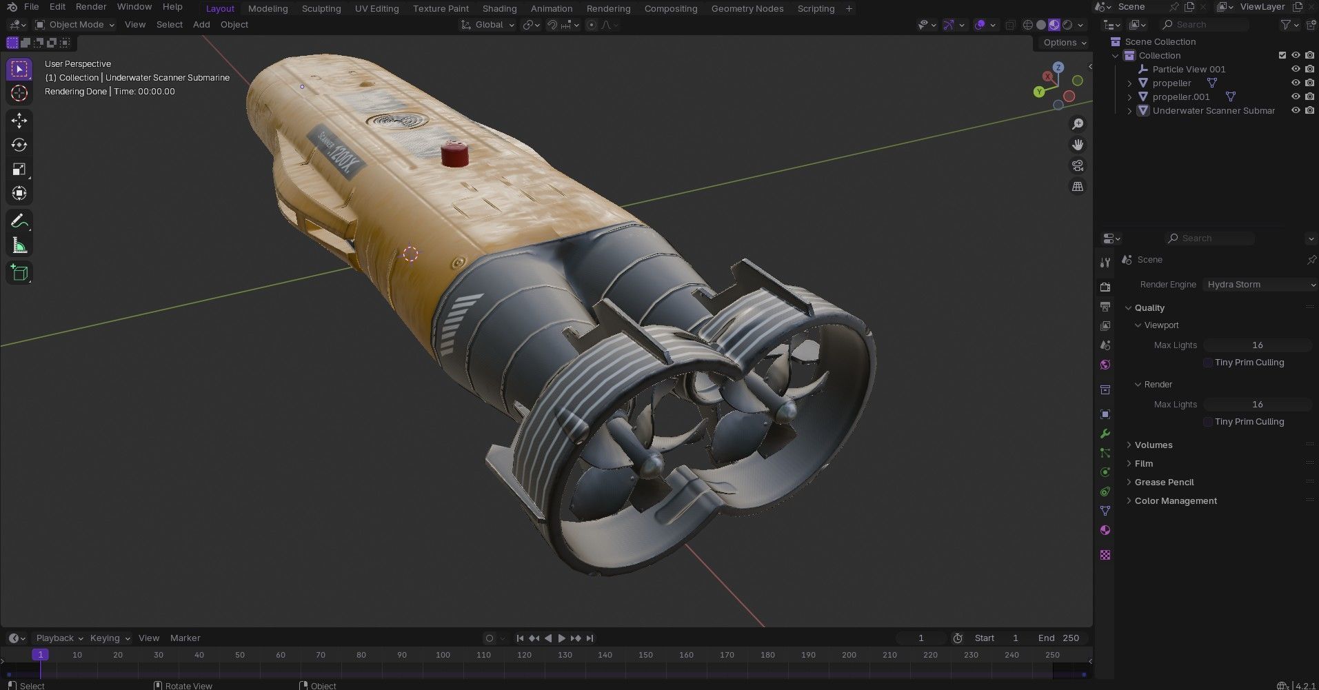 Autonomous Underwater Vehicle  AUV Low-poly 3D model_21