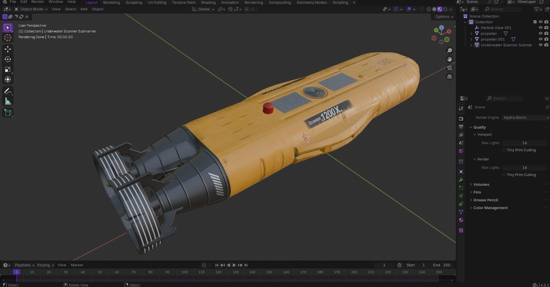Autonomous Underwater Vehicle  AUV Low-poly 3D model_20