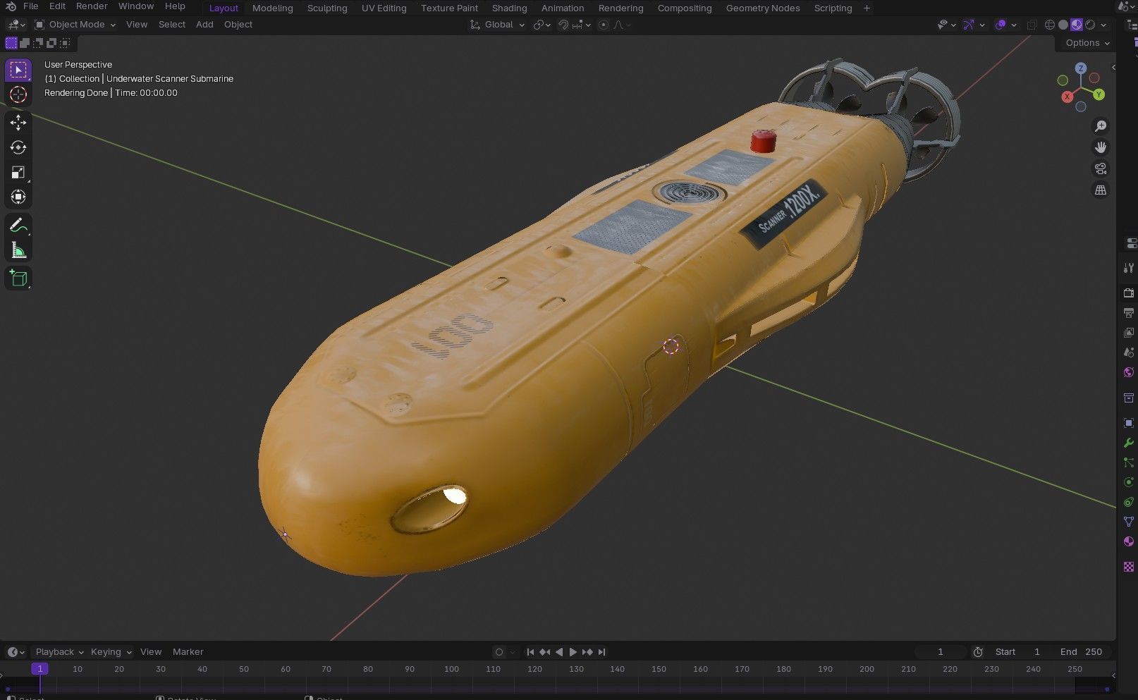 Autonomous Underwater Vehicle  AUV Low-poly 3D model_17