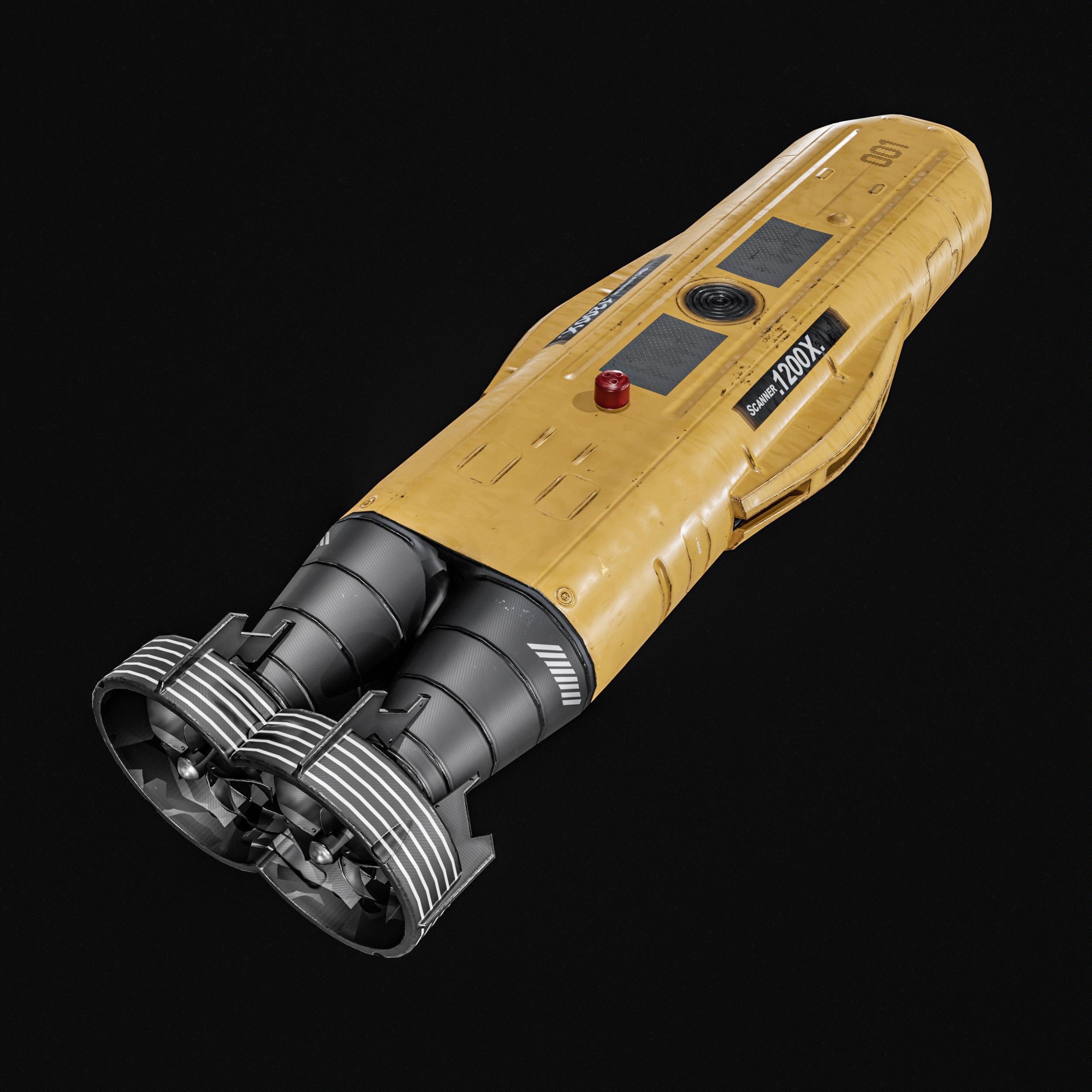 Autonomous Underwater Vehicle  AUV Low-poly 3D model_2