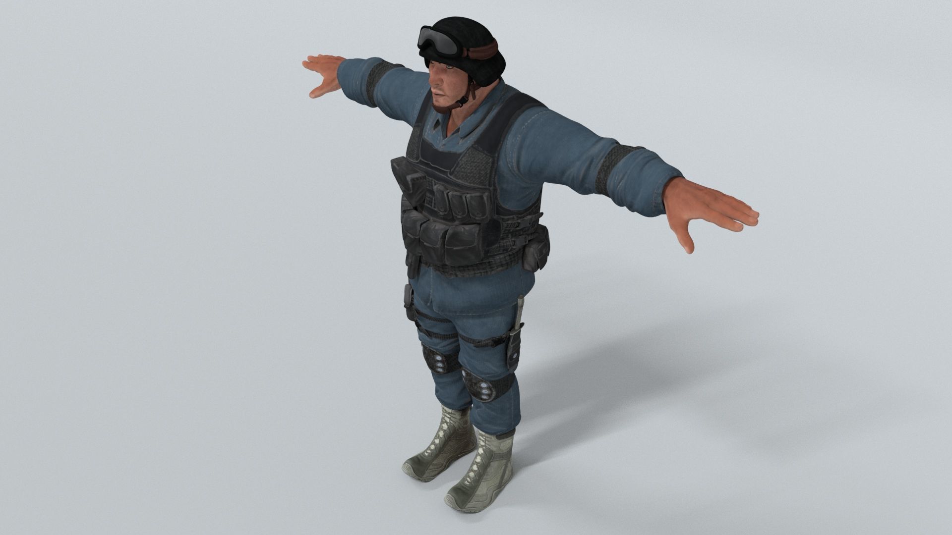 laos SWAT soldier Low-poly 3D model_2