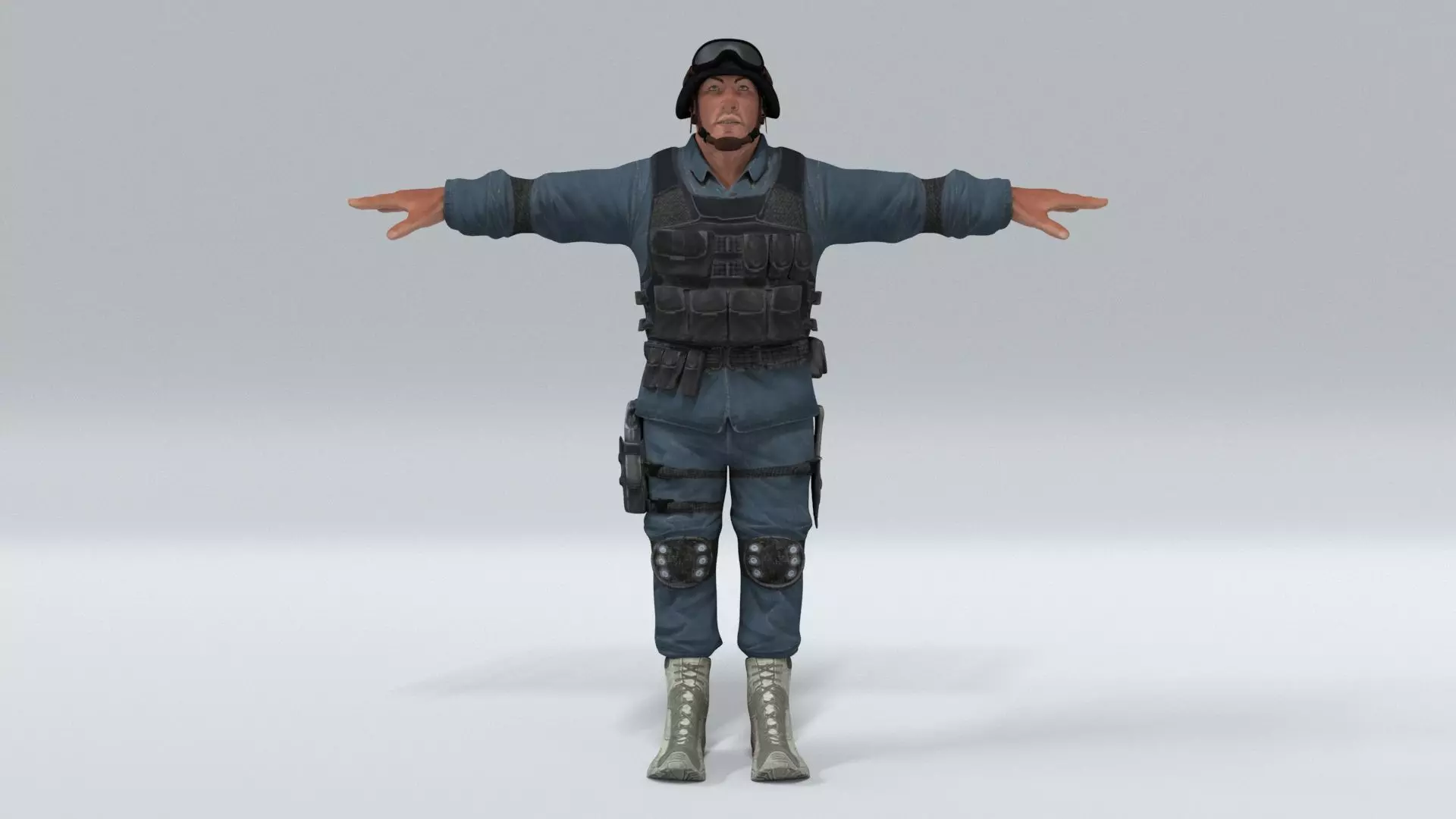 laos SWAT soldier Low-poly 3D model_0