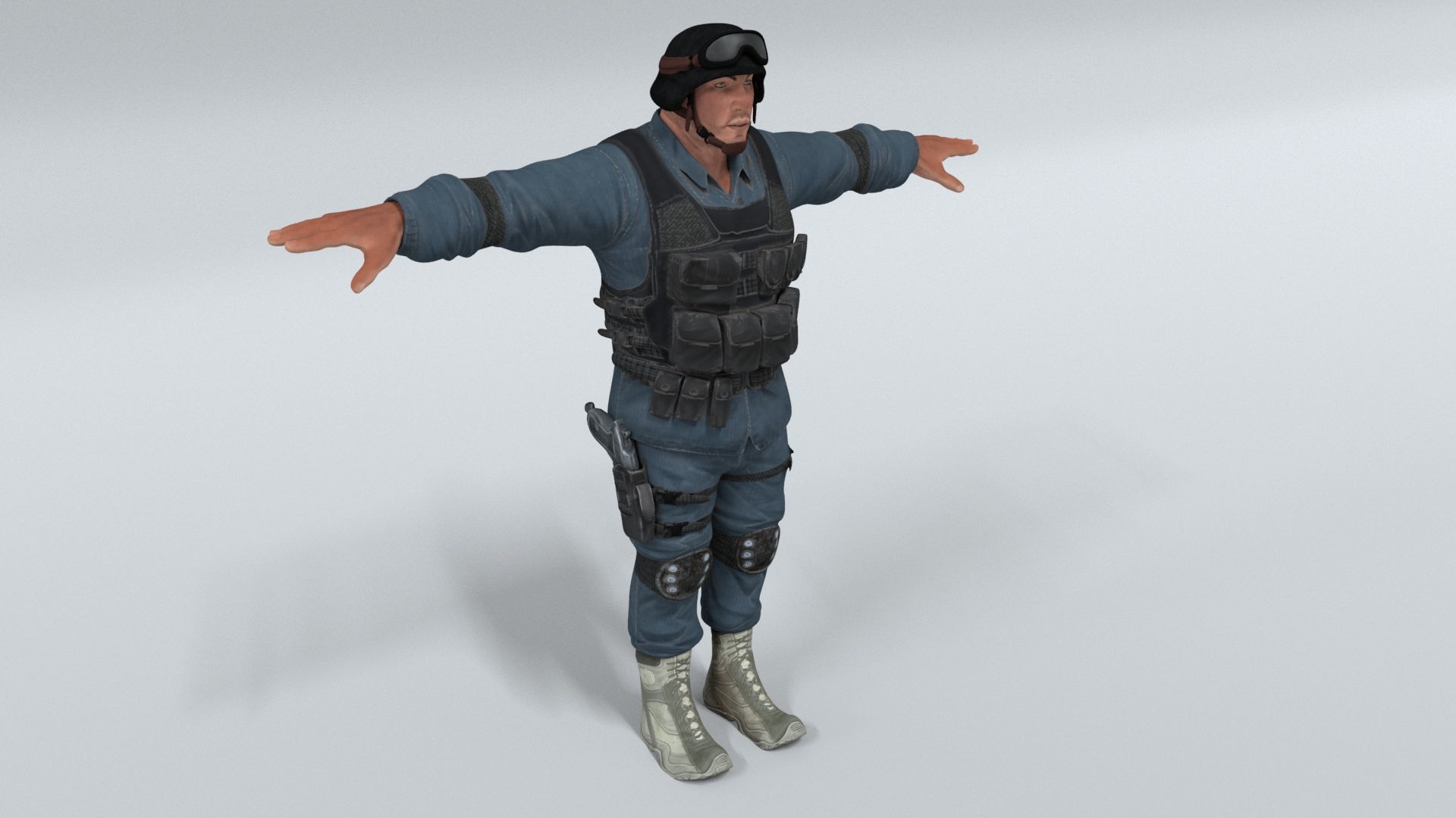 laos SWAT soldier Low-poly 3D model_1