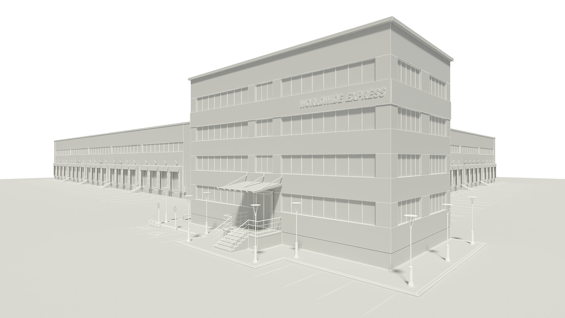 Cargo Logistics Building 3D model_9