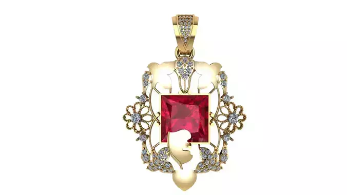 Red Corundum Pendant 3D Printable Model