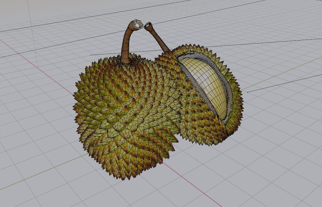 DURIAN FRUIT low-poly 3d model Low-poly 3D model_11