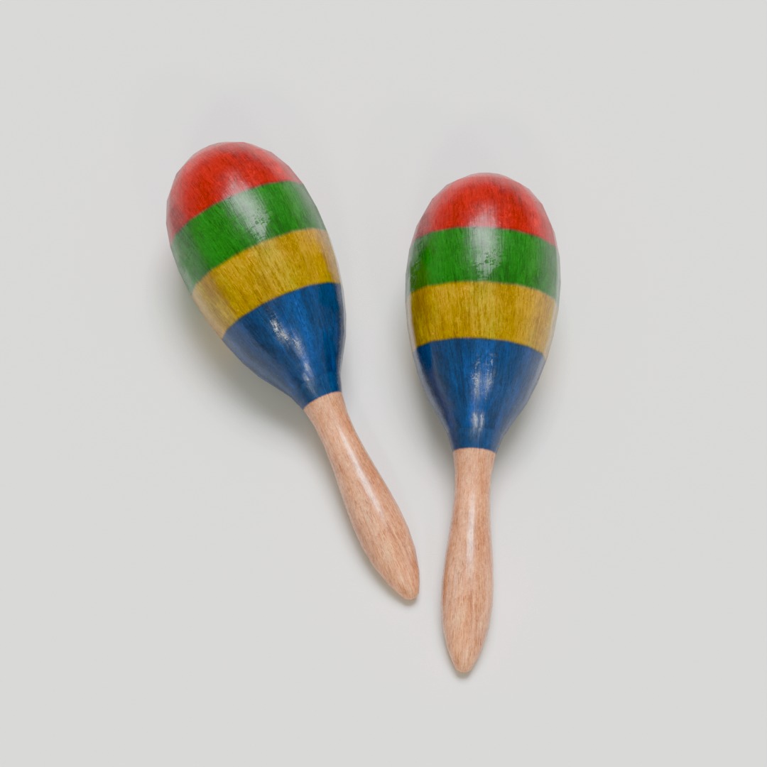 Maracas Pack - low poly Low-poly 3D model_6