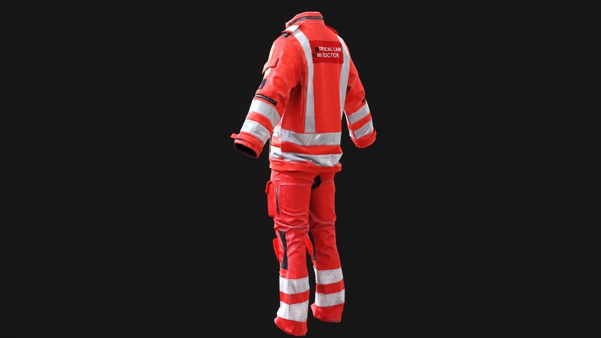 Paramedics and Doctors Flight Suit BHECCS Medical Uniform  Low-poly 3D model_11