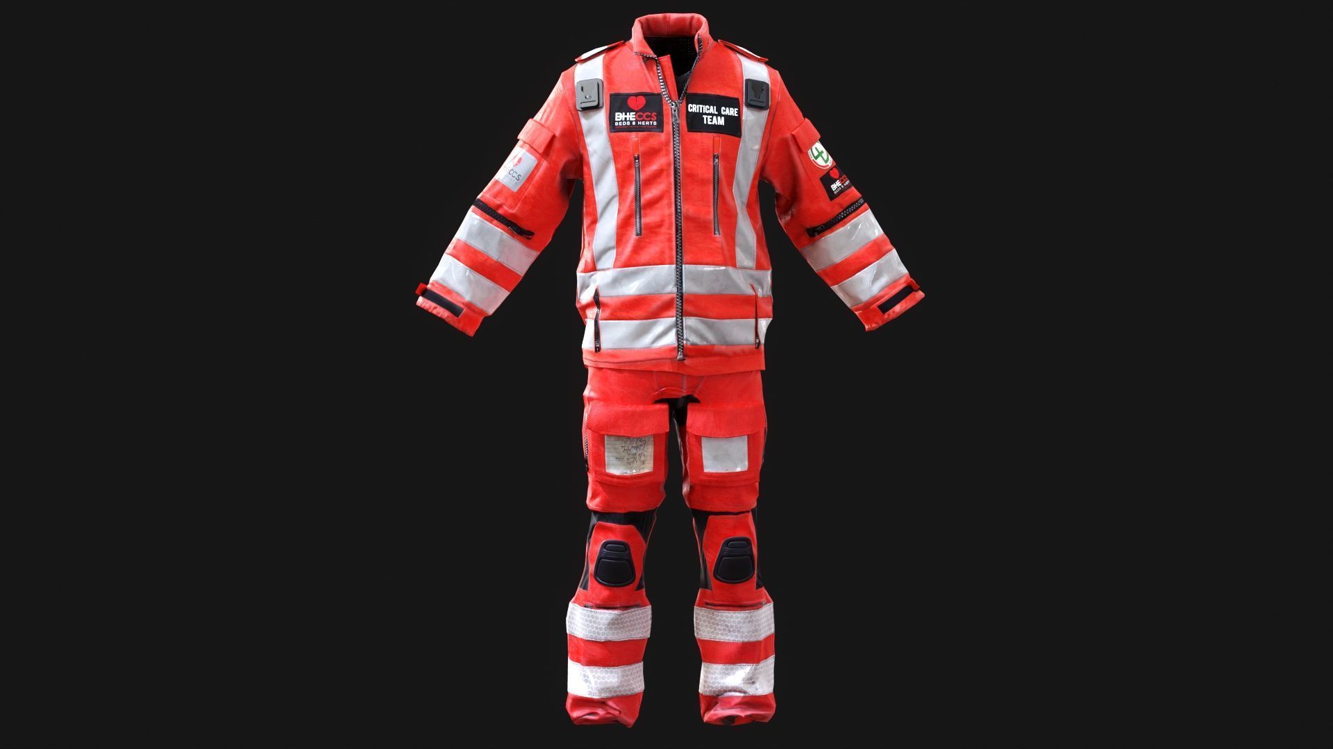 Paramedics and Doctors Flight Suit BHECCS Medical Uniform  Low-poly 3D model_7