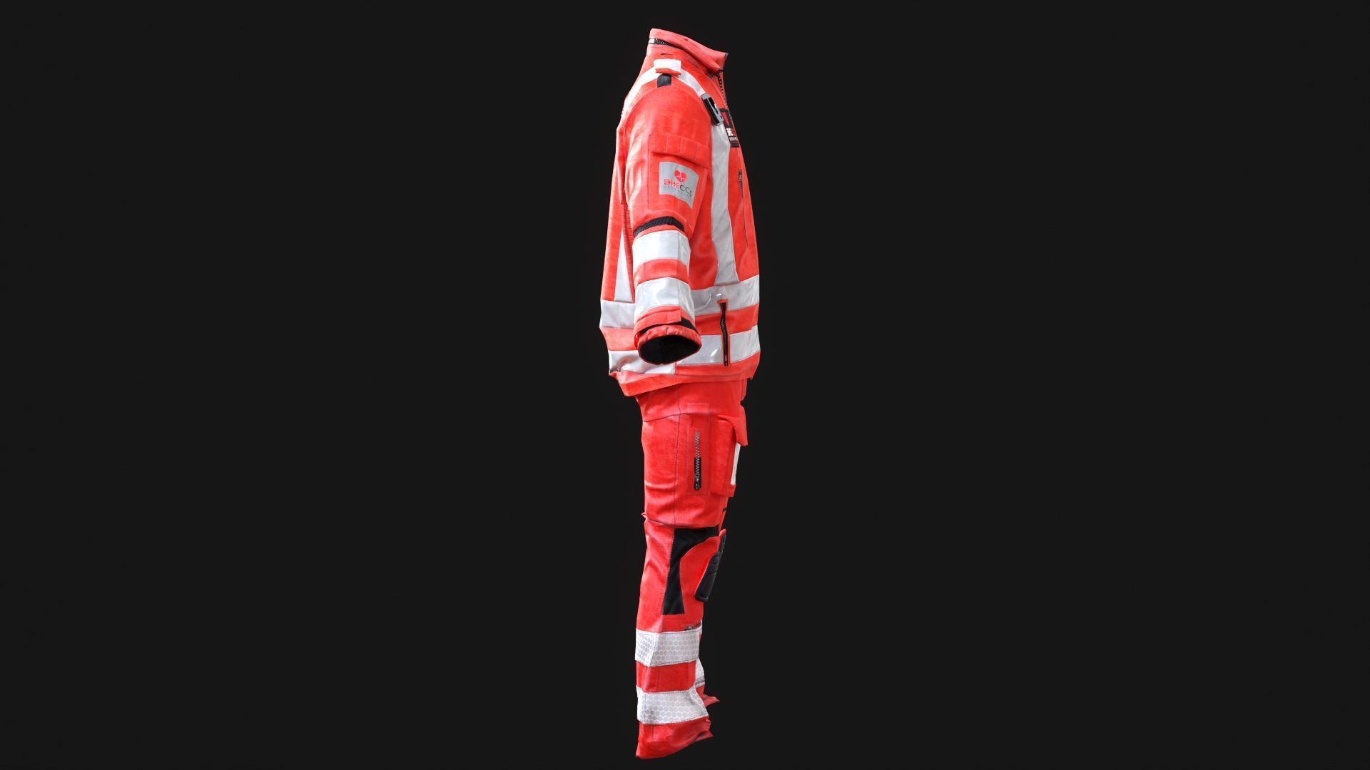 Paramedics and Doctors Flight Suit BHECCS Medical Uniform  Low-poly 3D model_9
