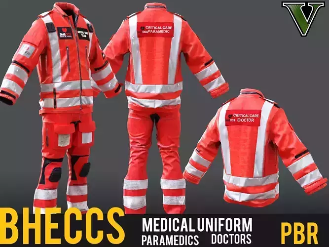 Paramedics and Doctors Flight Suit BHECCS Medical Uniform  Low-poly 3D model Paramedics and Doctors Flight Suit BHECCS Medical Uniform  Low-poly 3D model