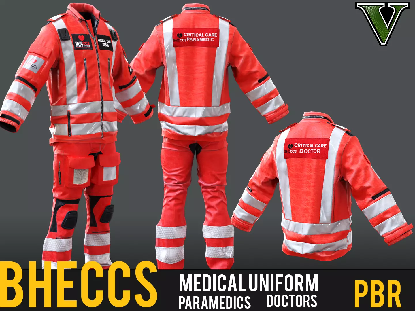 Paramedics and Doctors Flight Suit BHECCS Medical Uniform  Low-poly 3D model_0