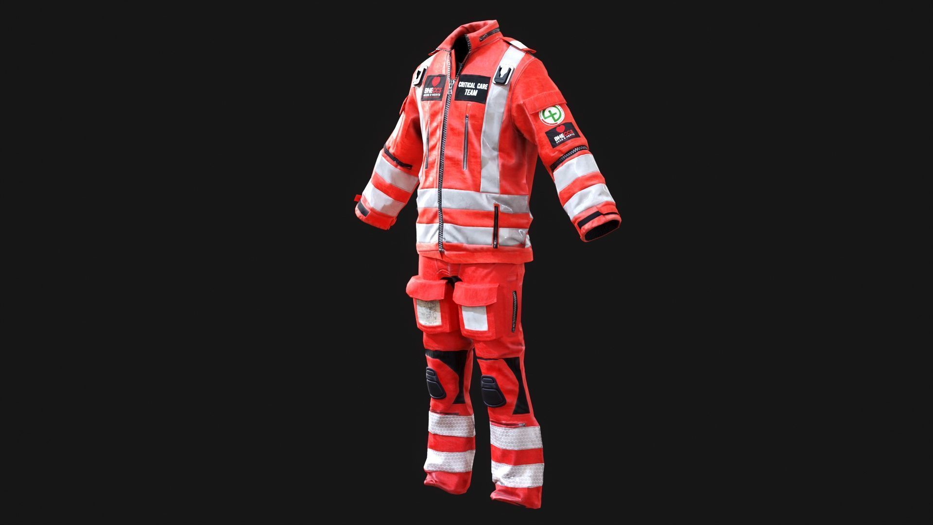Paramedics and Doctors Flight Suit BHECCS Medical Uniform  Low-poly 3D model_12