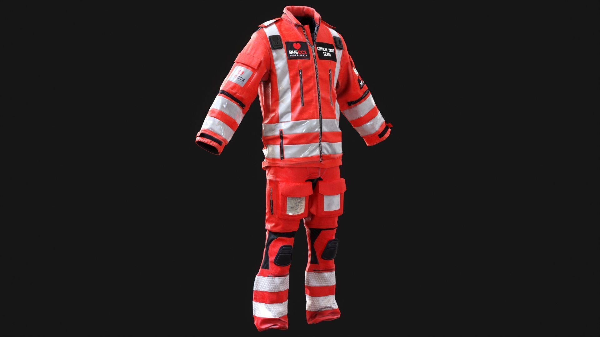 Paramedics and Doctors Flight Suit BHECCS Medical Uniform  Low-poly 3D model_8