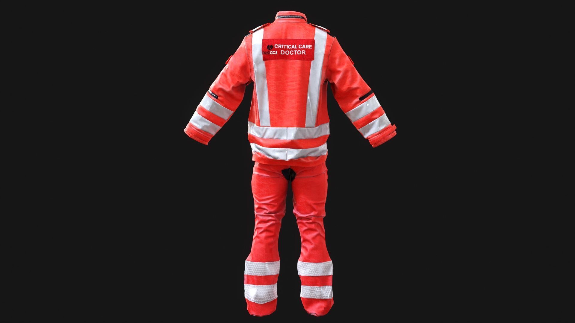 Paramedics and Doctors Flight Suit BHECCS Medical Uniform  Low-poly 3D model_10