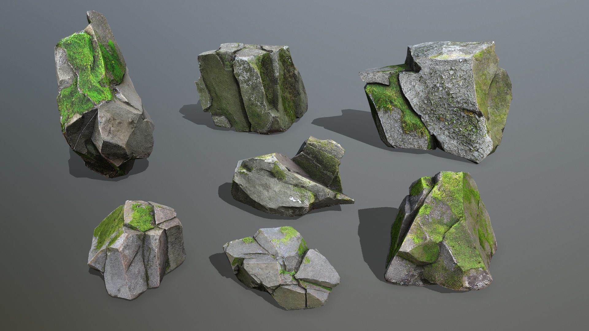 Rock Set Low-poly 3D model_3