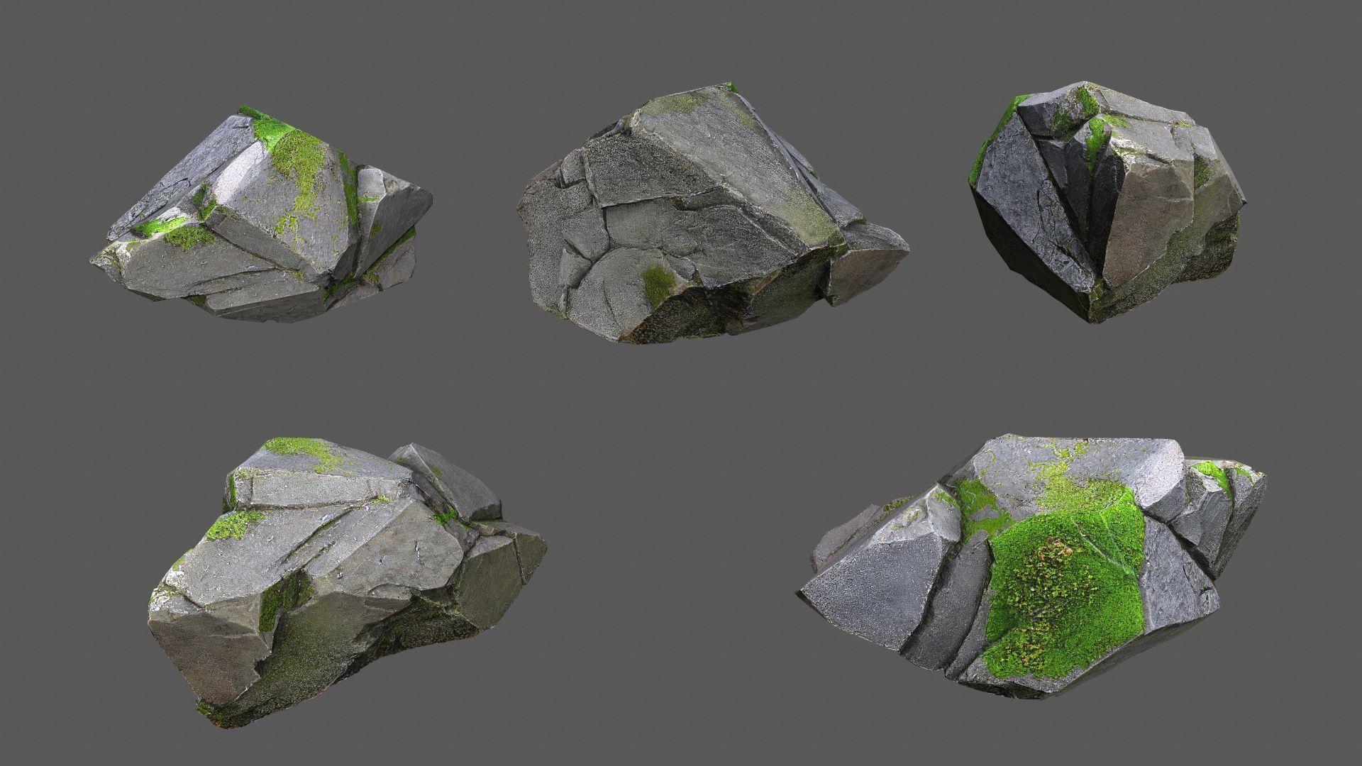Rock Set Low-poly 3D model_11