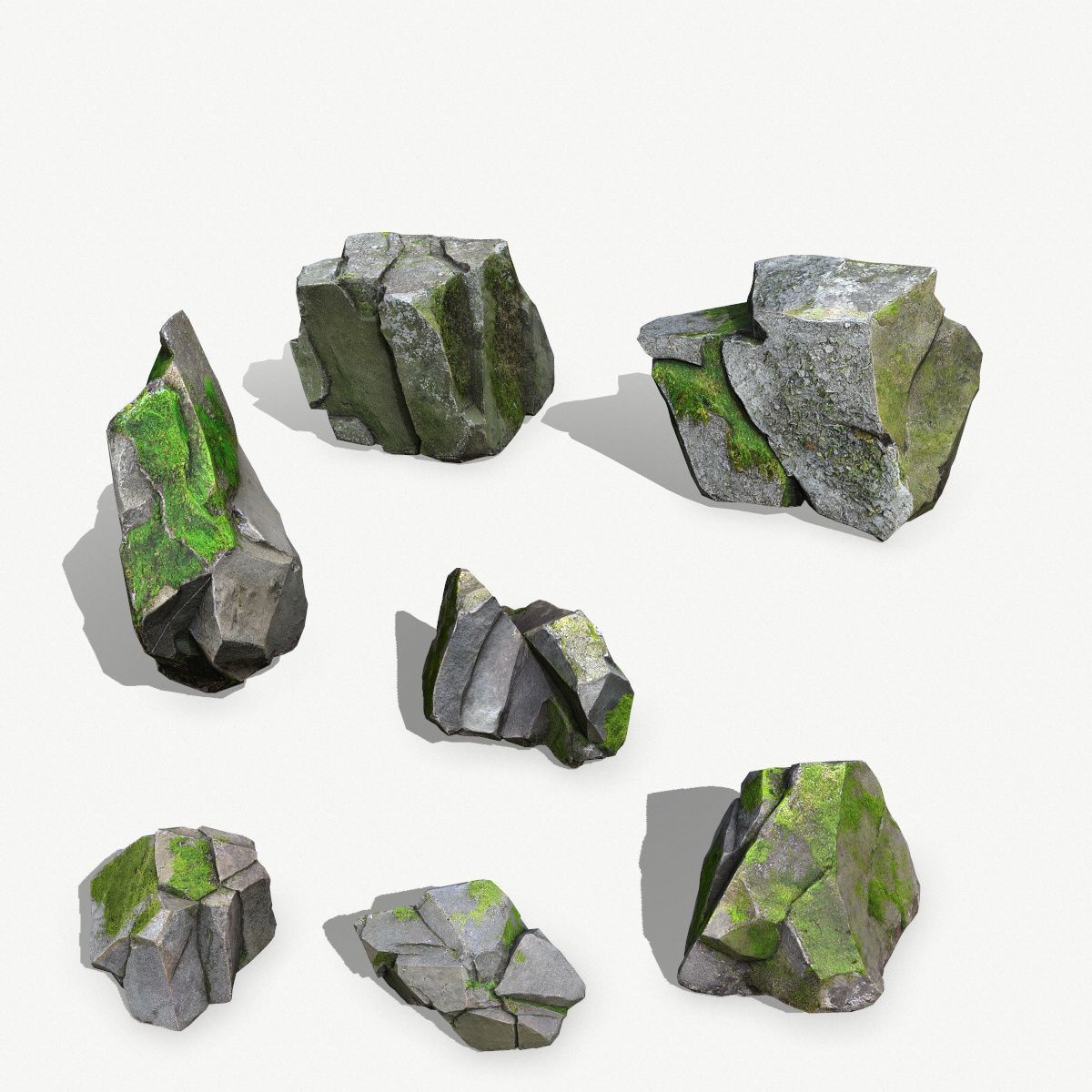 Rock Set Low-poly 3D model_2