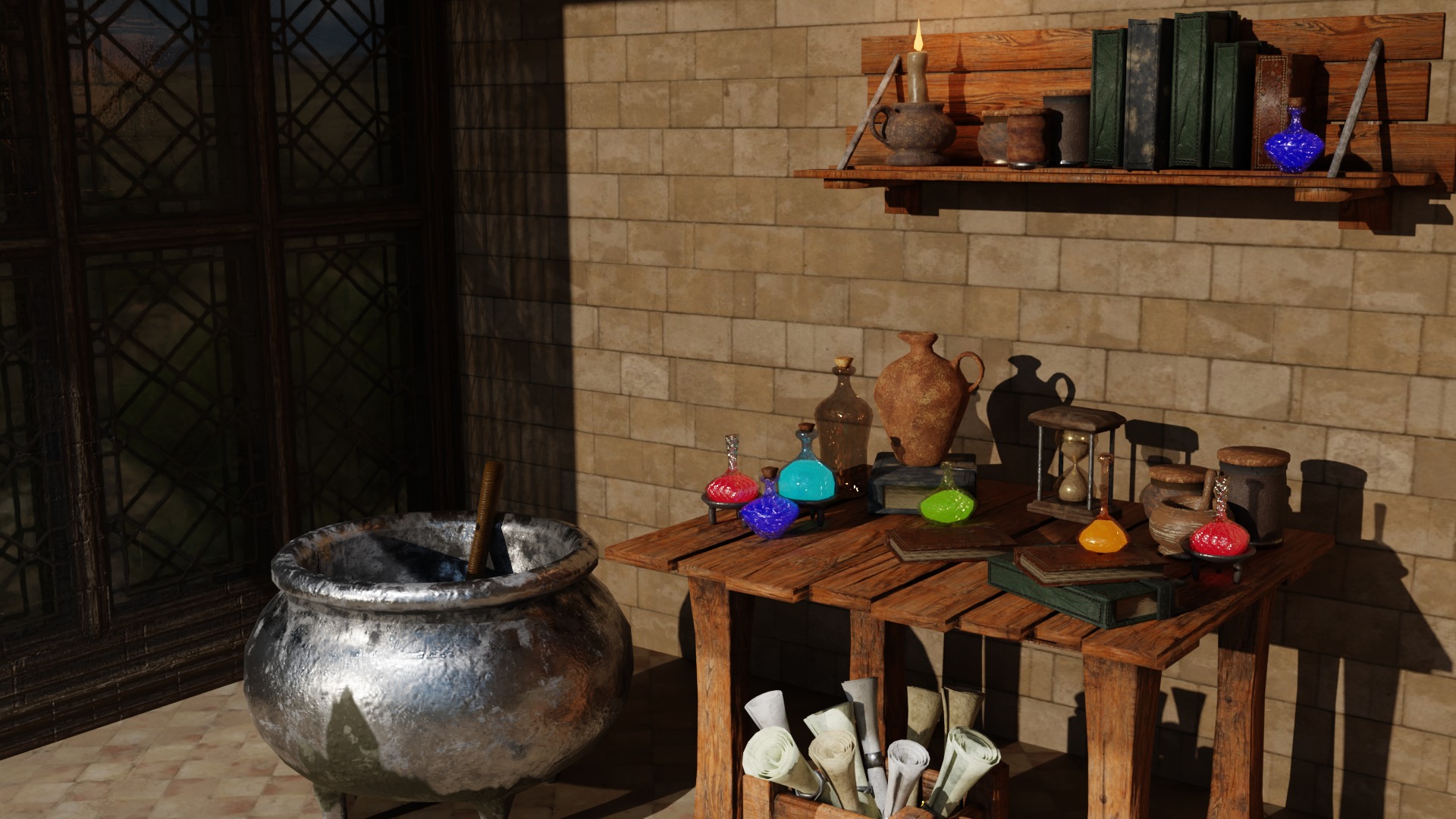 Alchemy Set Low-poly 3D model_5