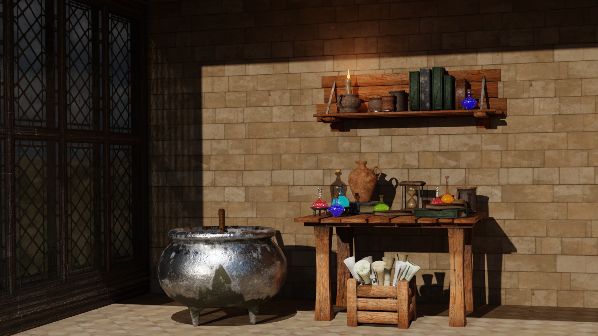 Alchemy Set Low-poly 3D model_4